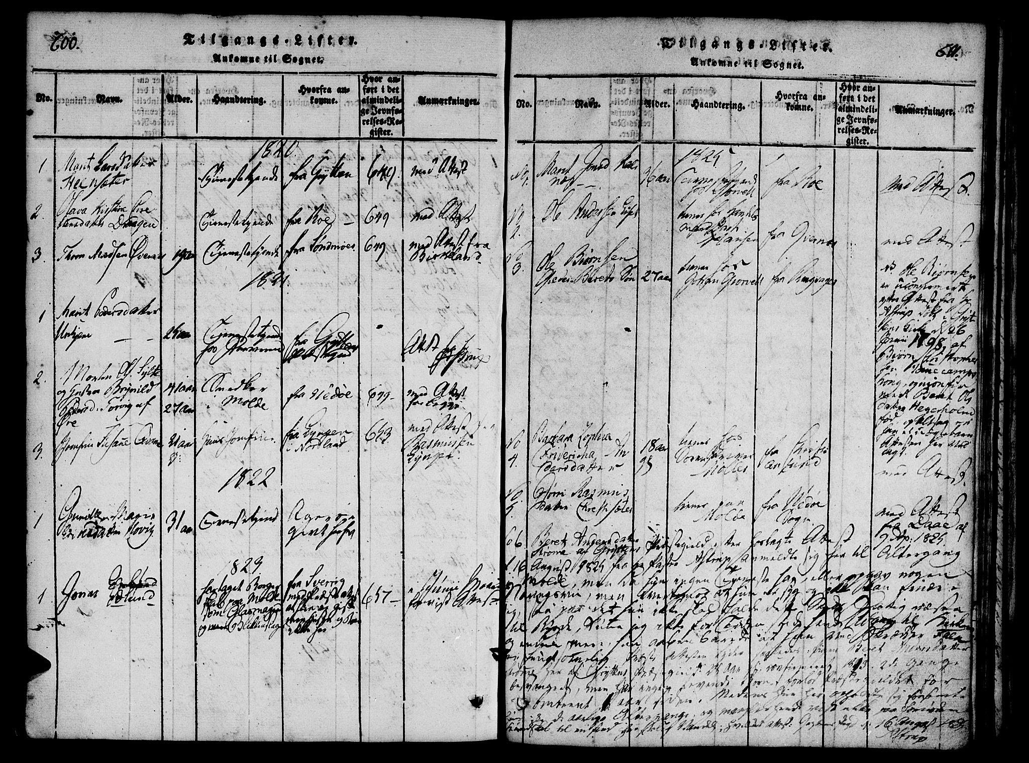 Ministerialprotokoller, klokkerbøker og fødselsregistre - Møre og Romsdal, SAT/A-1454/558/L0688: Parish register (official) no. 558A02, 1818-1843, p. 600-601