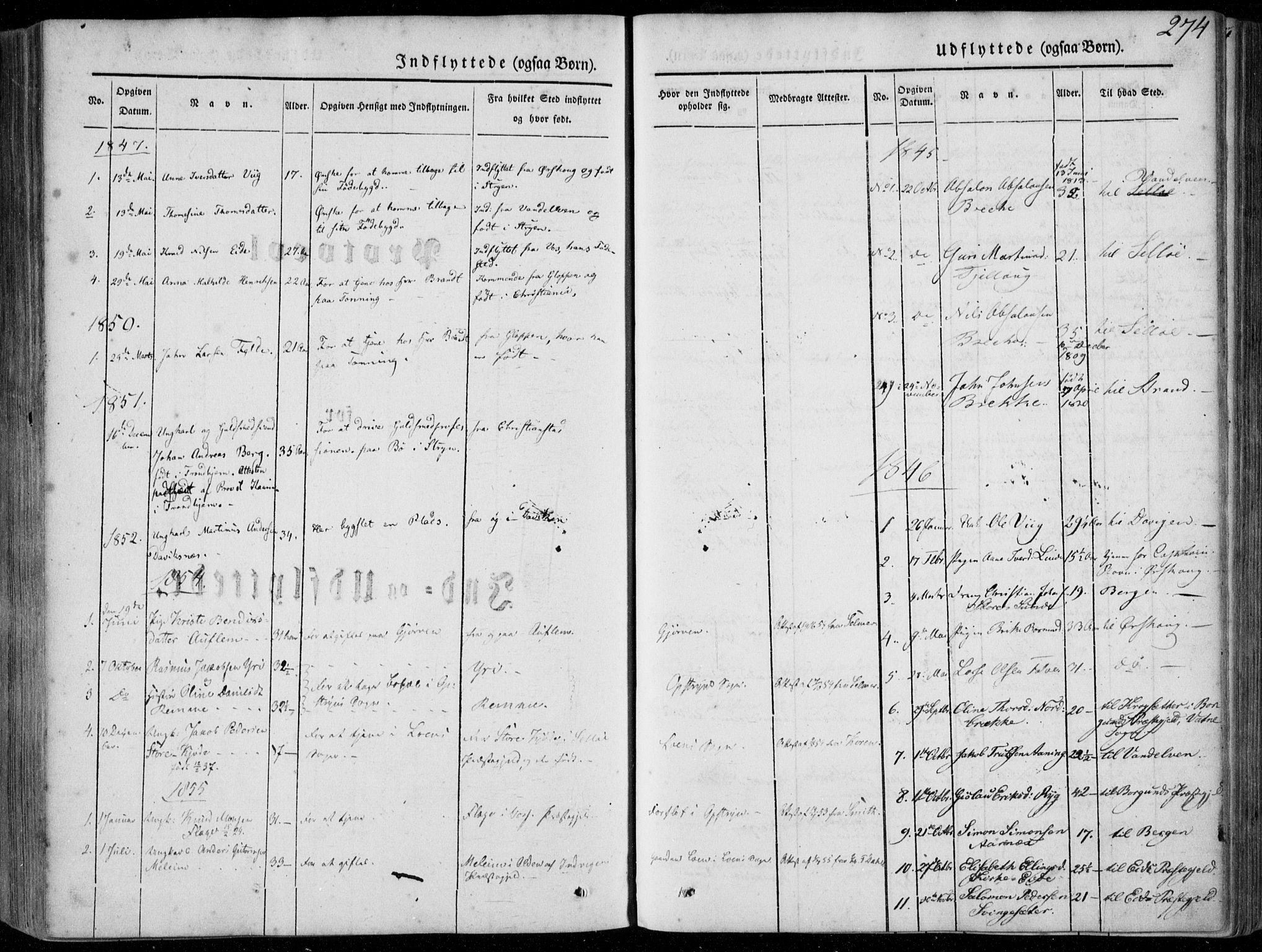Stryn Sokneprestembete, SAB/A-82501: Parish register (official) no. A 2, 1844-1861, p. 274