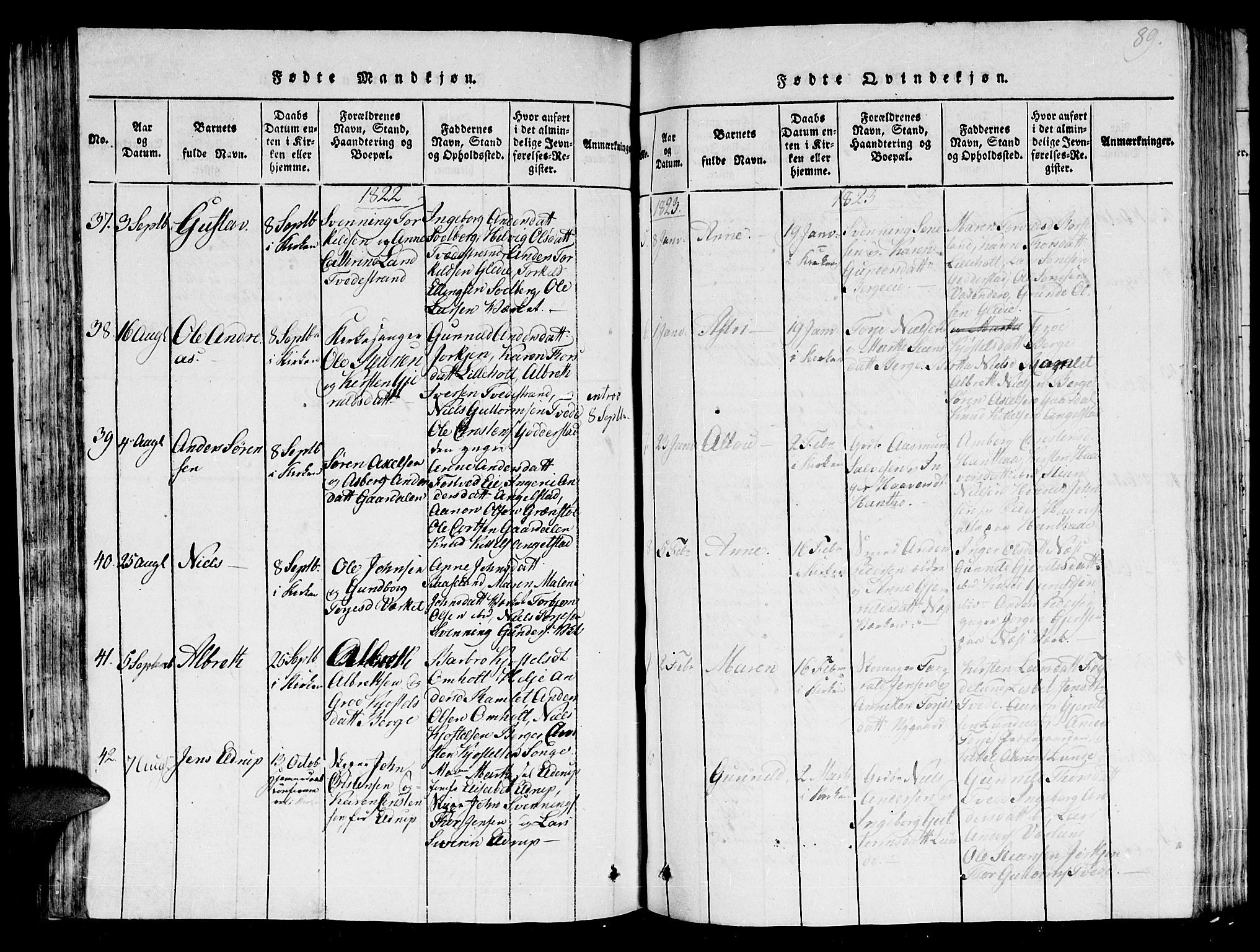 Holt sokneprestkontor, AV/SAK-1111-0021/F/Fb/L0006: Parish register (copy) no. B 6, 1813-1823, p. 89