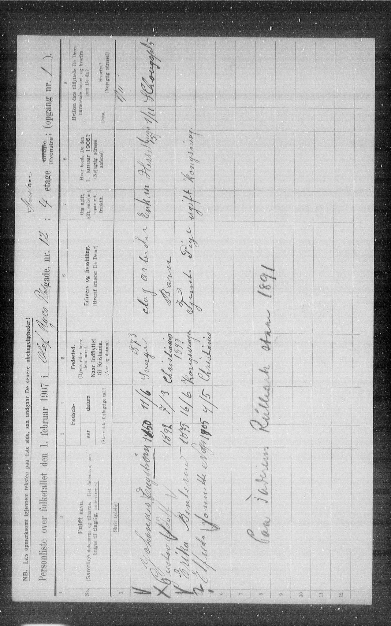 OBA, Municipal Census 1907 for Kristiania, 1907, p. 38590