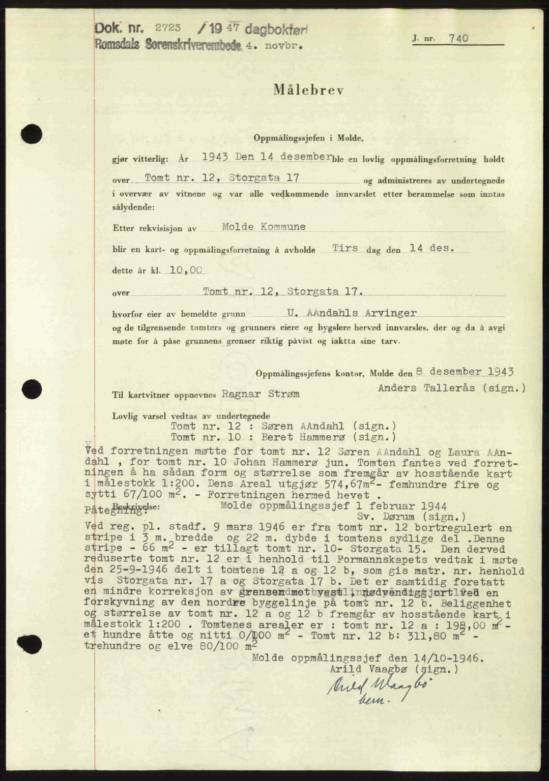 Romsdal sorenskriveri, SAT/A-4149/1/2/2C: Mortgage book no. A24, 1947-1947, Diary no: : 2723/1947