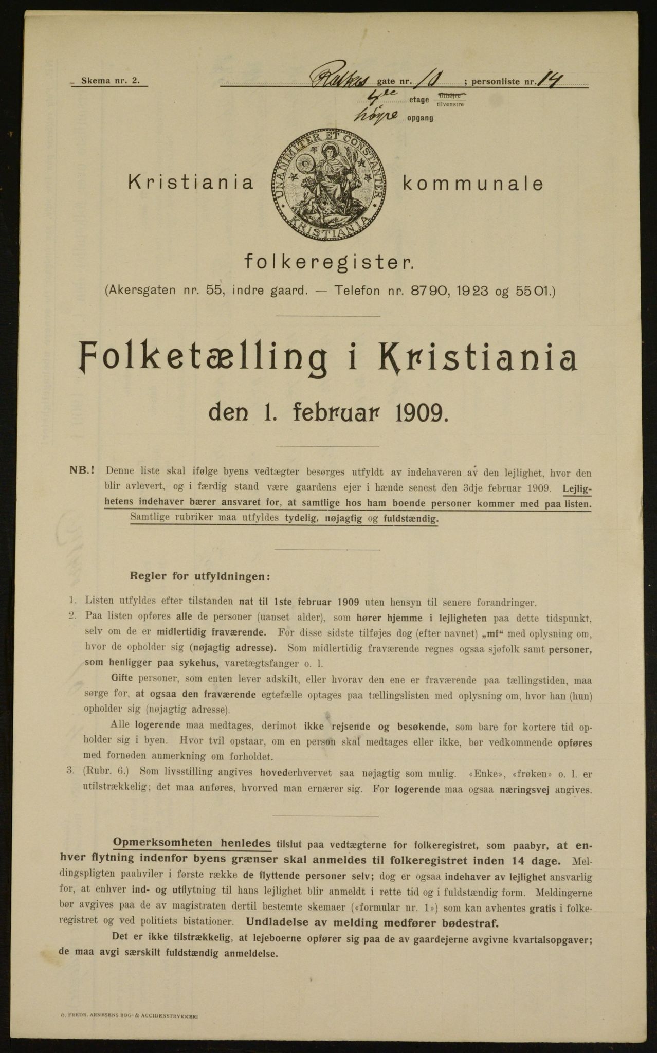 OBA, Municipal Census 1909 for Kristiania, 1909, p. 74693