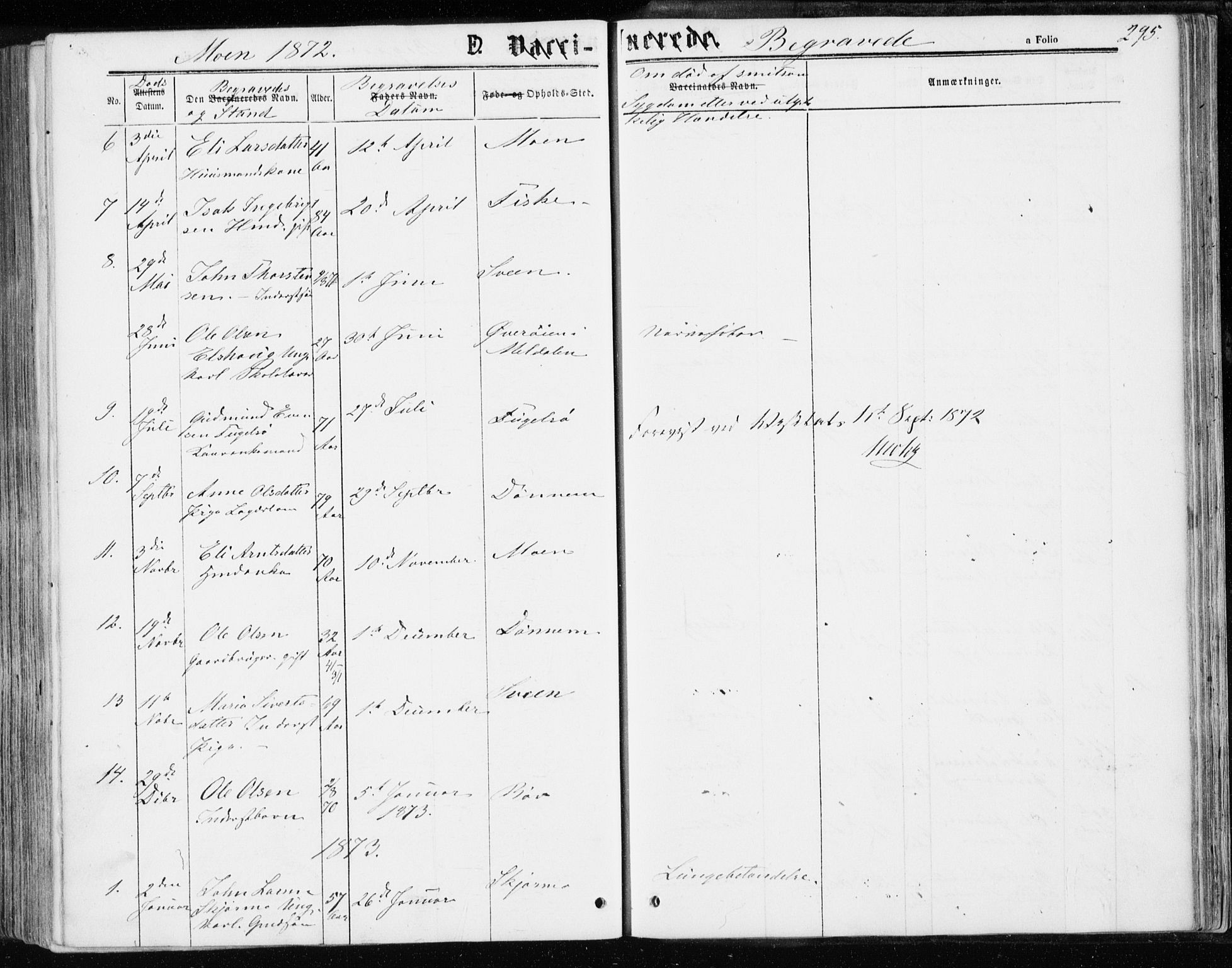 Ministerialprotokoller, klokkerbøker og fødselsregistre - Møre og Romsdal, SAT/A-1454/595/L1045: Parish register (official) no. 595A07, 1863-1873, p. 295
