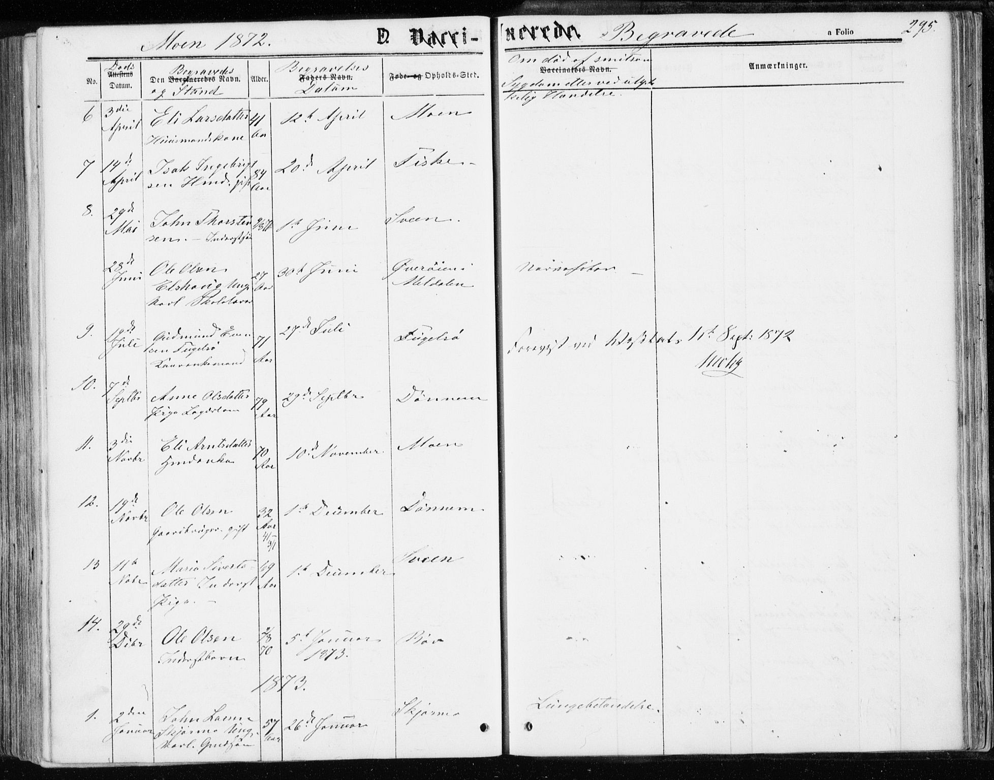 Ministerialprotokoller, klokkerbøker og fødselsregistre - Møre og Romsdal, AV/SAT-A-1454/595/L1045: Parish register (official) no. 595A07, 1863-1873, p. 295