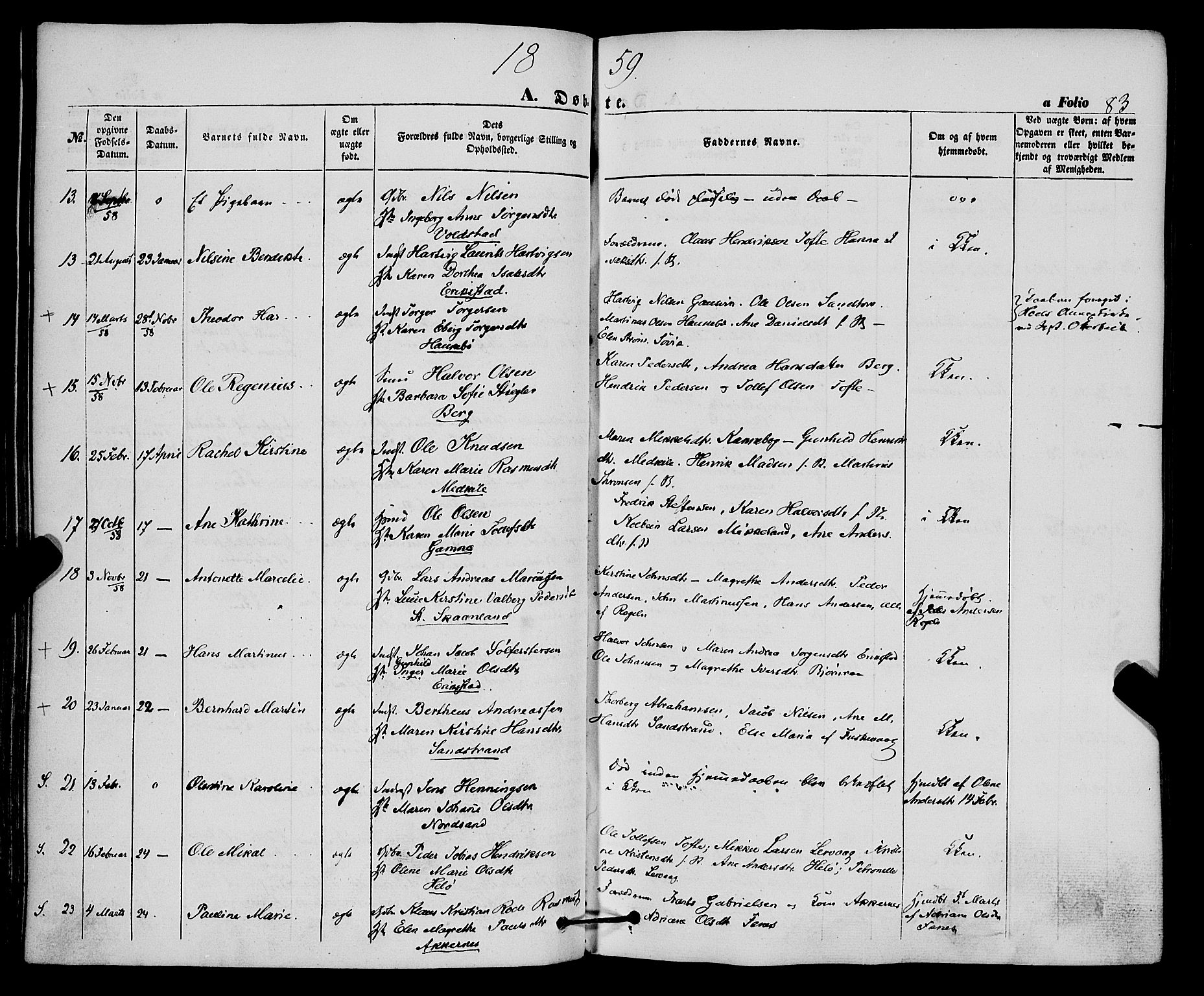 Trondenes sokneprestkontor, SATØ/S-1319/H/Ha/L0011kirke: Parish register (official) no. 11, 1853-1862, p. 83