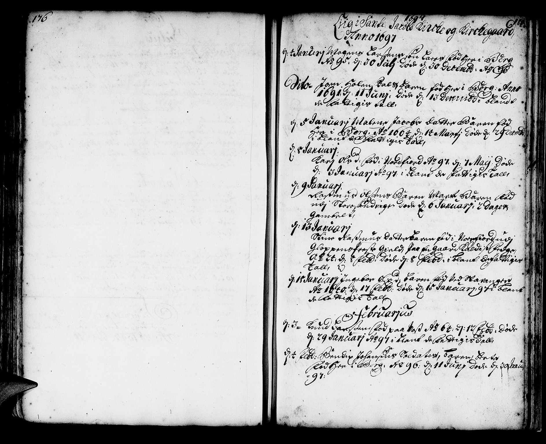 Korskirken sokneprestembete, AV/SAB-A-76101/H/Haa/L0010: Parish register (official) no. A 10, 1688-1703, p. 176-177