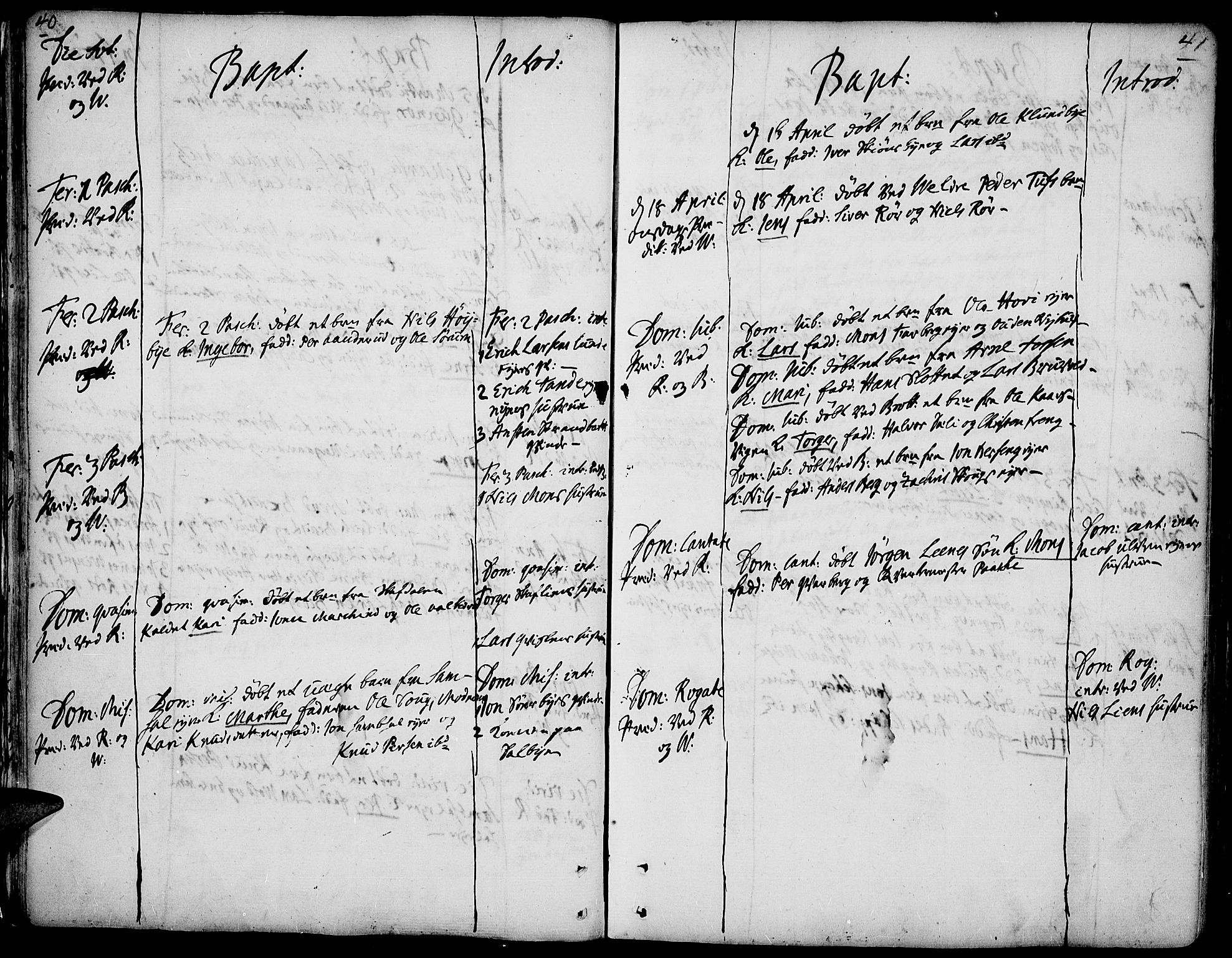 Ringsaker prestekontor, SAH/PREST-014/K/Ka/L0001: Parish register (official) no. 1, 1734-1746, p. 40-41