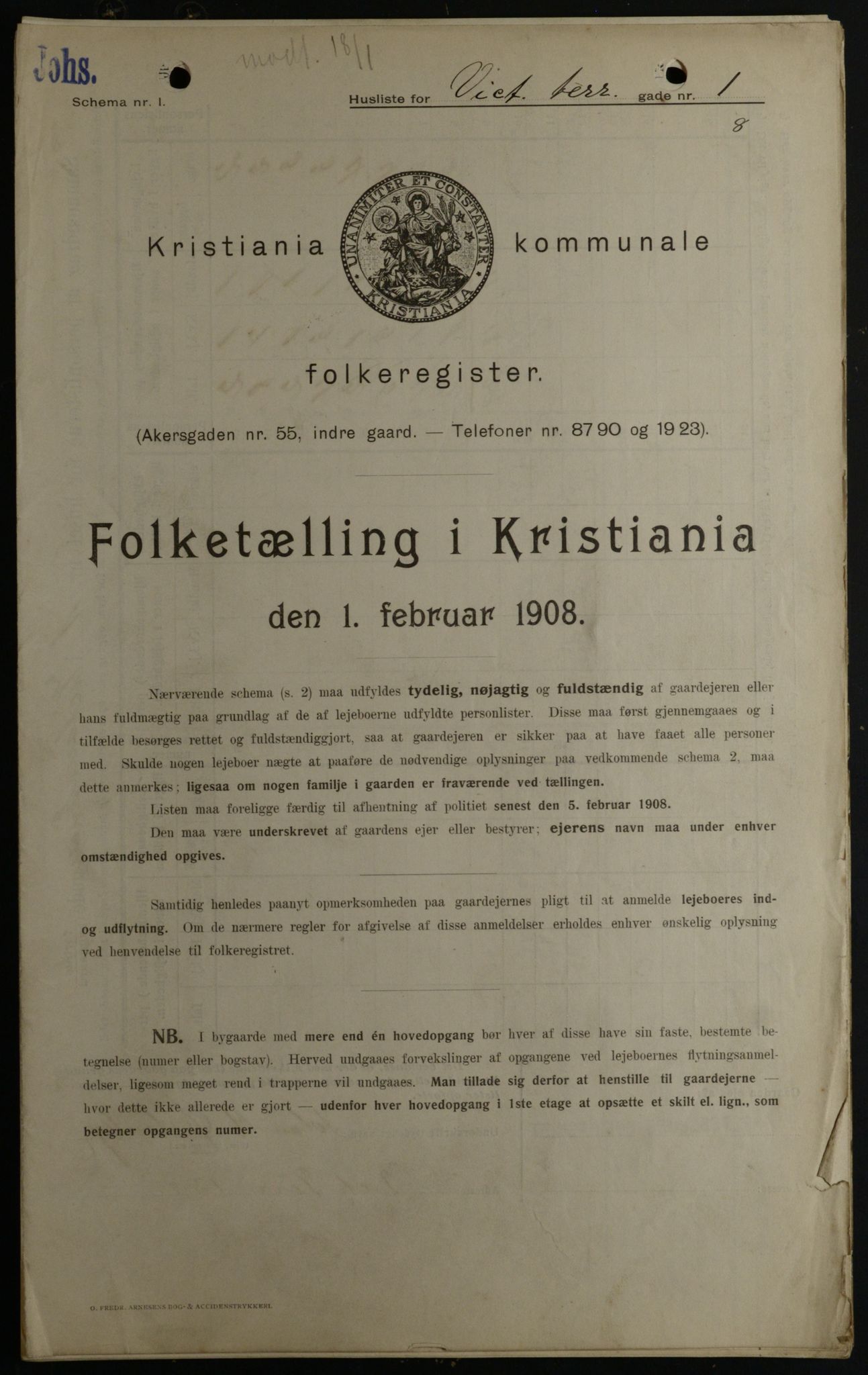 OBA, Municipal Census 1908 for Kristiania, 1908, p. 110818