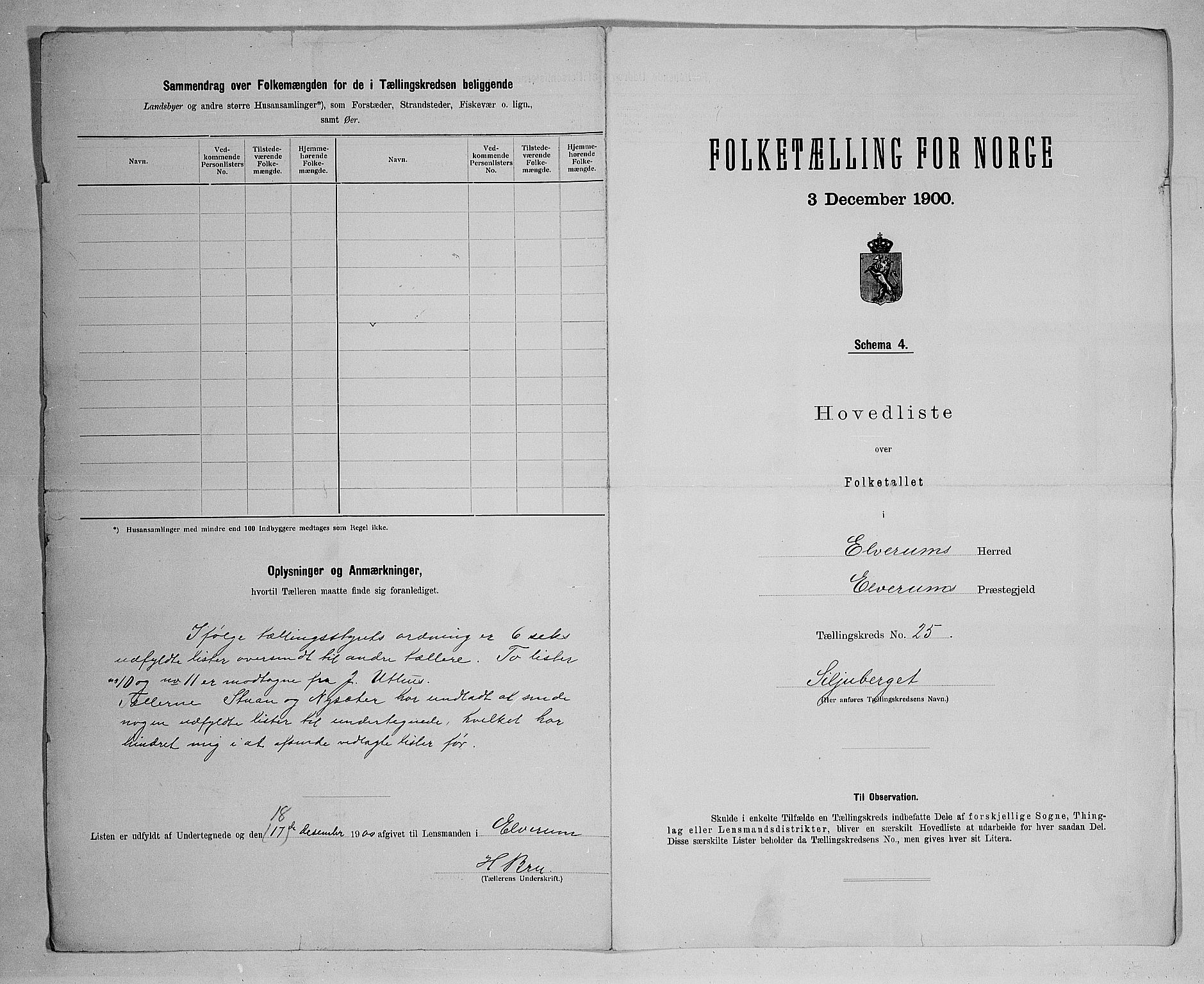 SAH, 1900 census for Elverum, 1900, p. 93