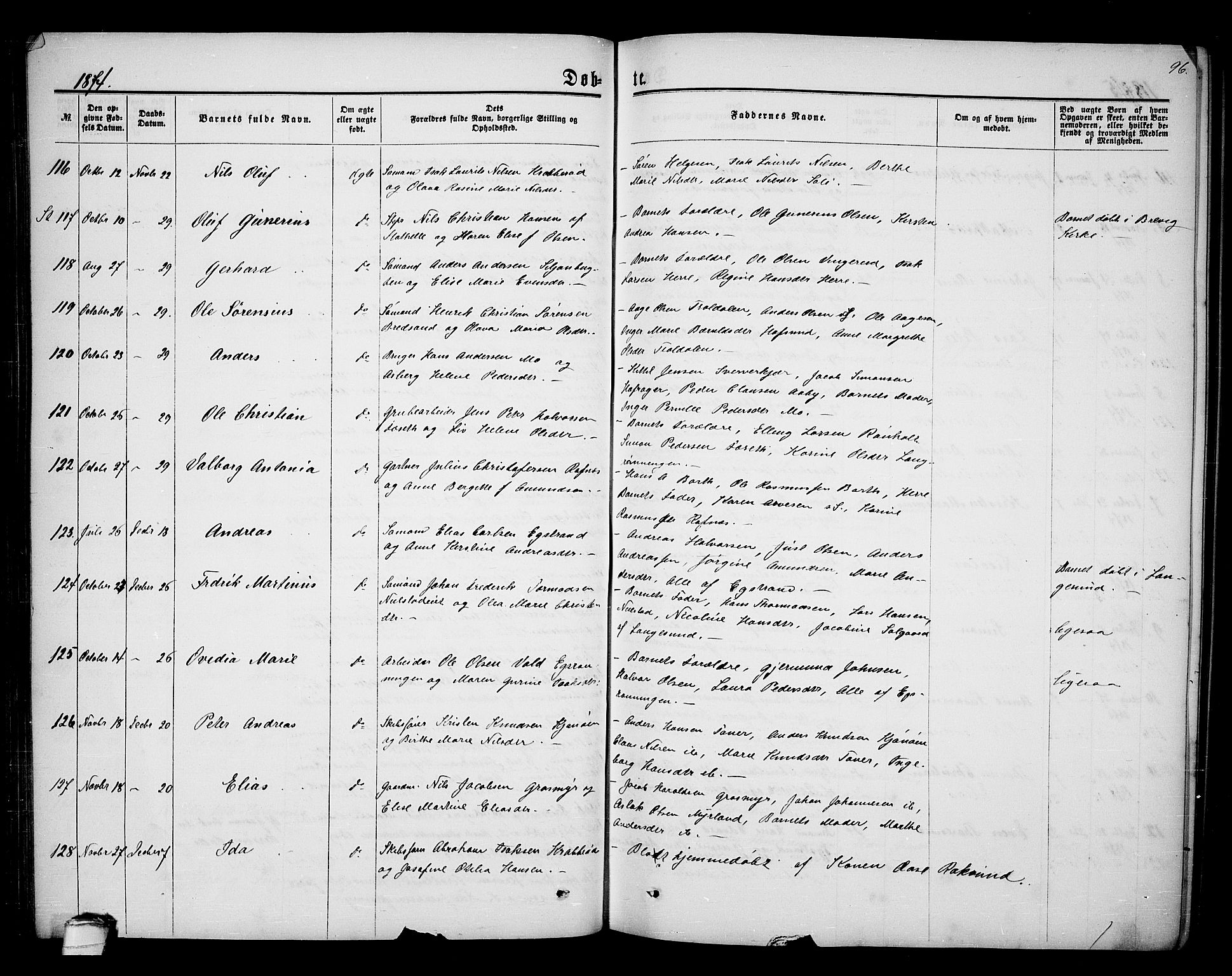 Bamble kirkebøker, SAKO/A-253/G/Ga/L0006: Parish register (copy) no. I 6, 1860-1876, p. 96