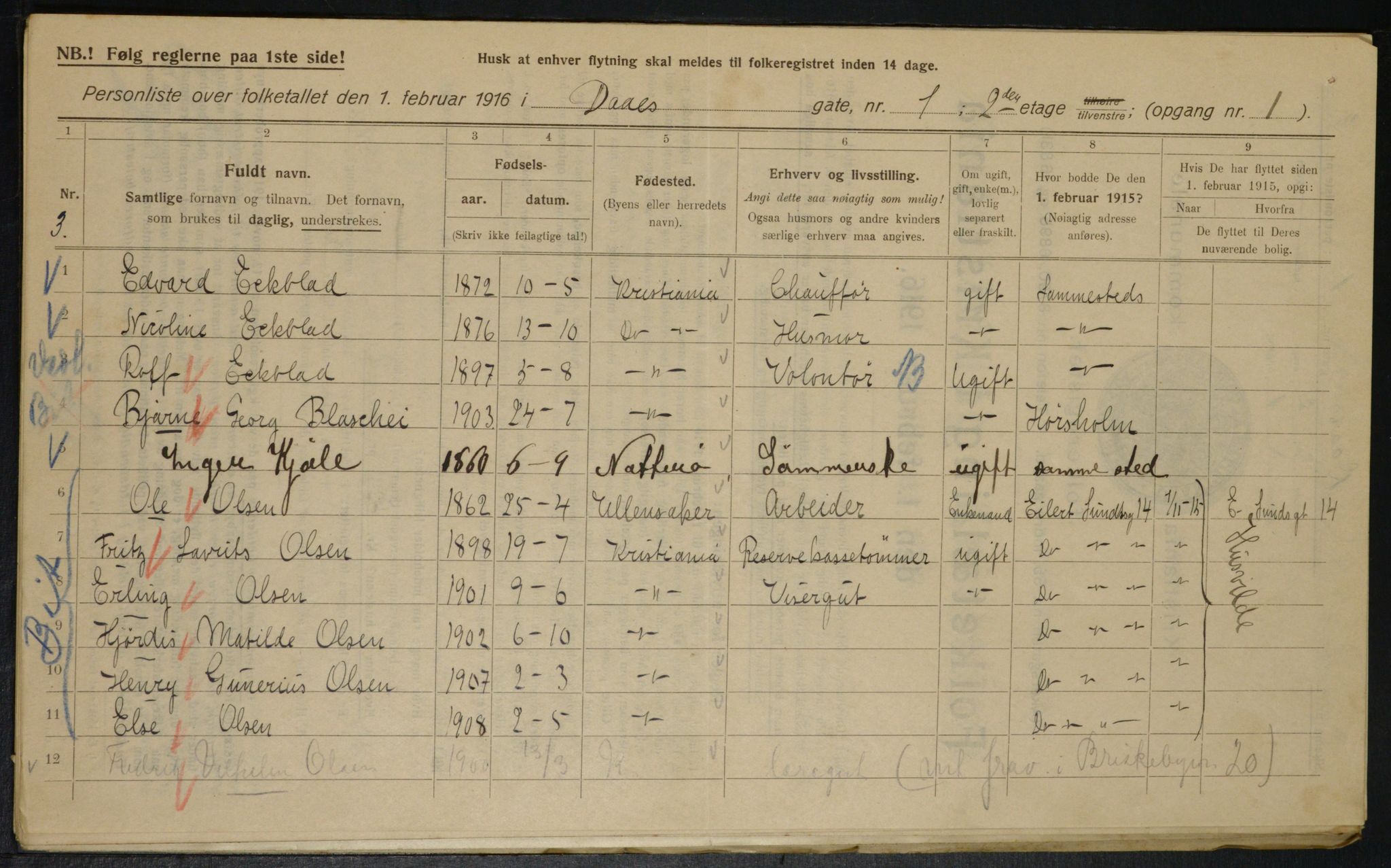 OBA, Municipal Census 1916 for Kristiania, 1916, p. 18022