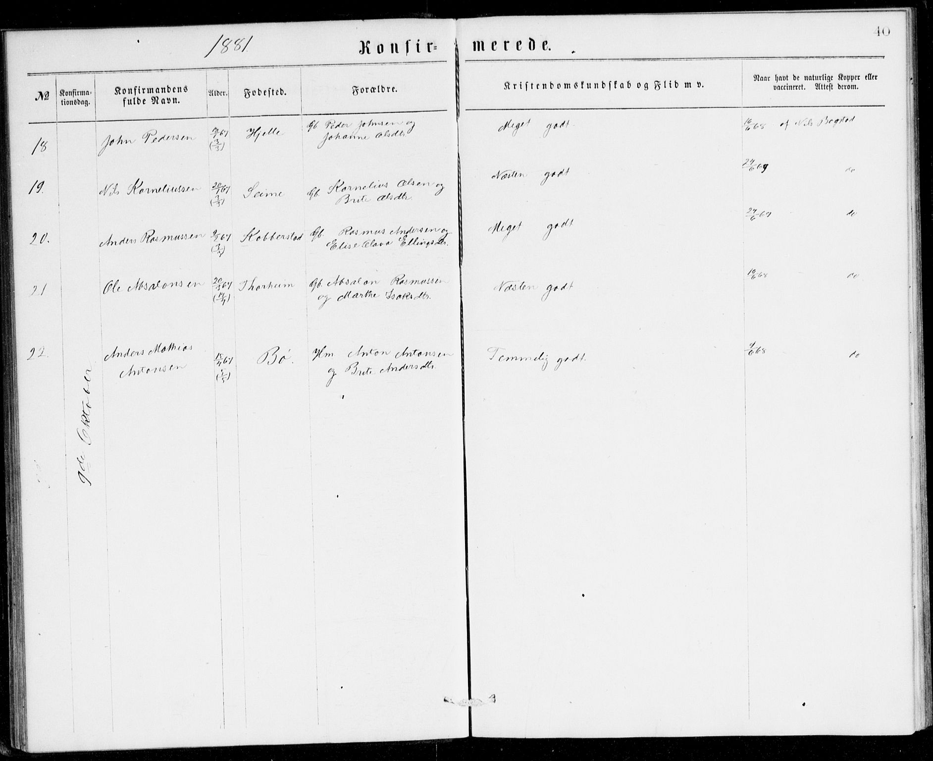 Gloppen sokneprestembete, AV/SAB-A-80101/H/Hac/L0001: Curate's parish register no. A 1, 1867-1886, p. 40