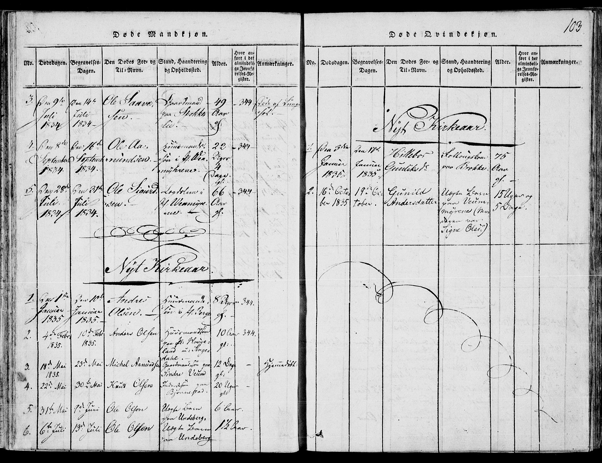 Fyresdal kirkebøker, SAKO/A-263/F/Fb/L0001: Parish register (official) no. II 1, 1815-1854, p. 103