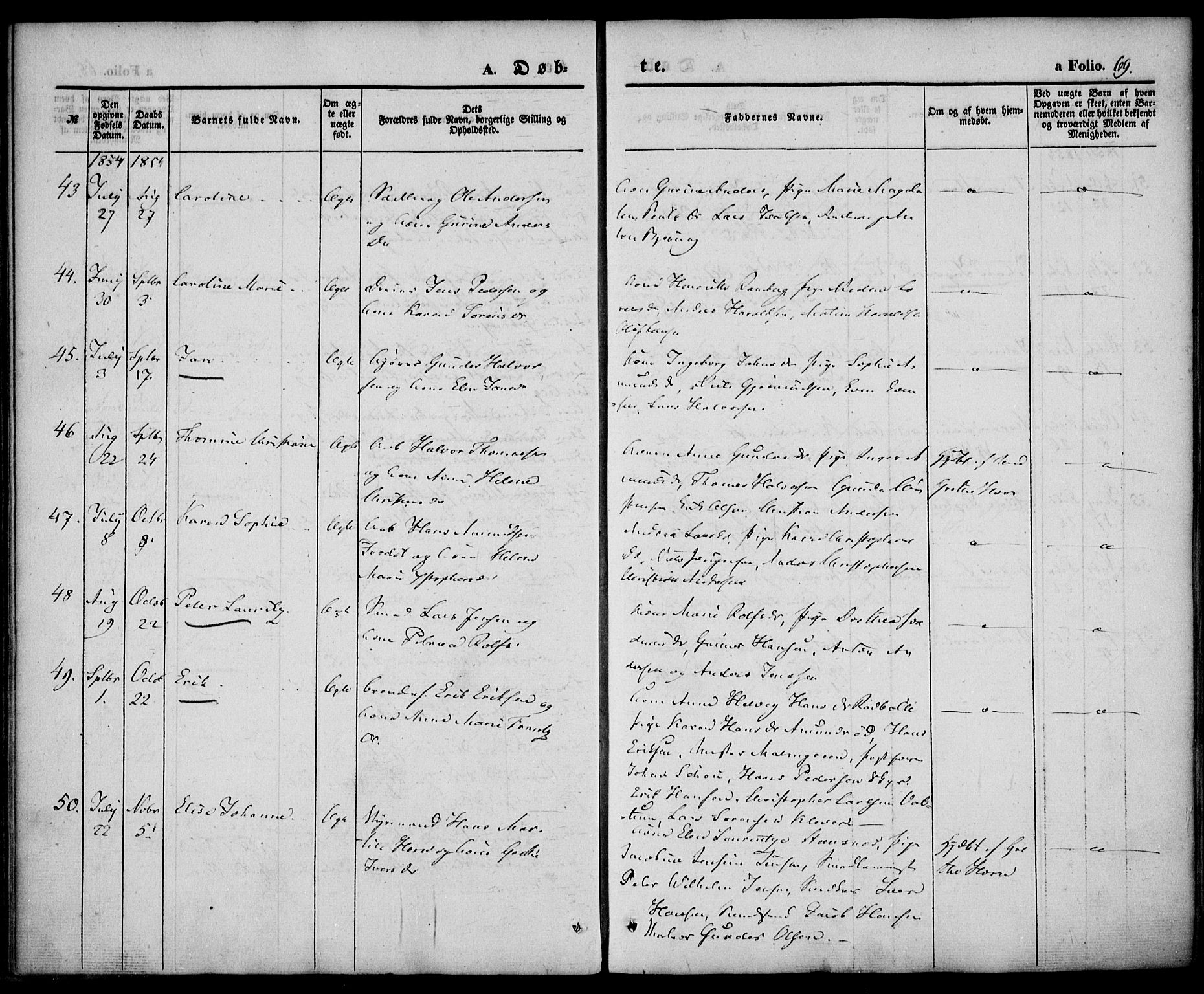 Larvik kirkebøker, SAKO/A-352/F/Fb/L0003: Parish register (official) no. II 3, 1842-1856, p. 69