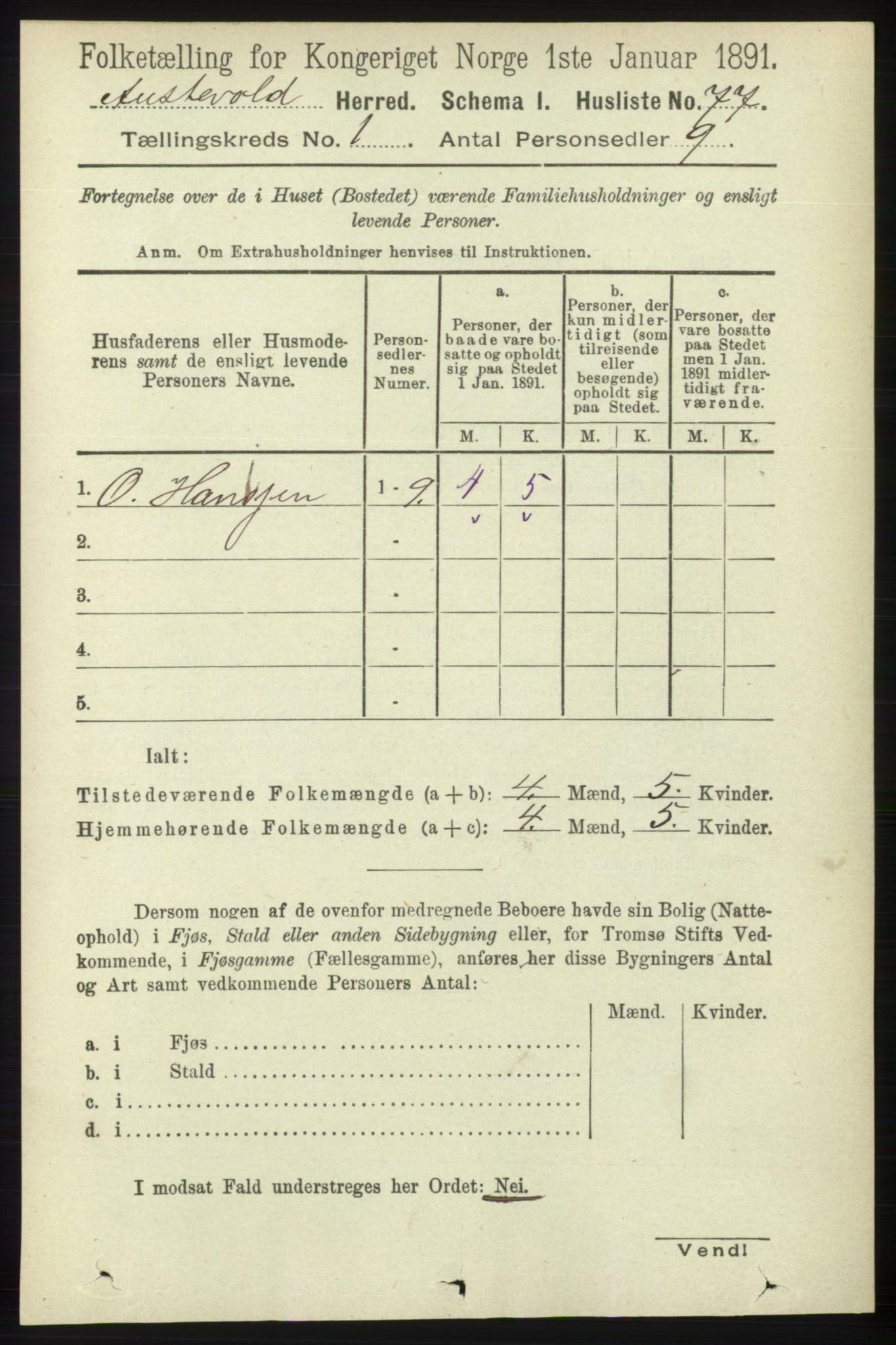 RA, 1891 census for 1244 Austevoll, 1891, p. 94