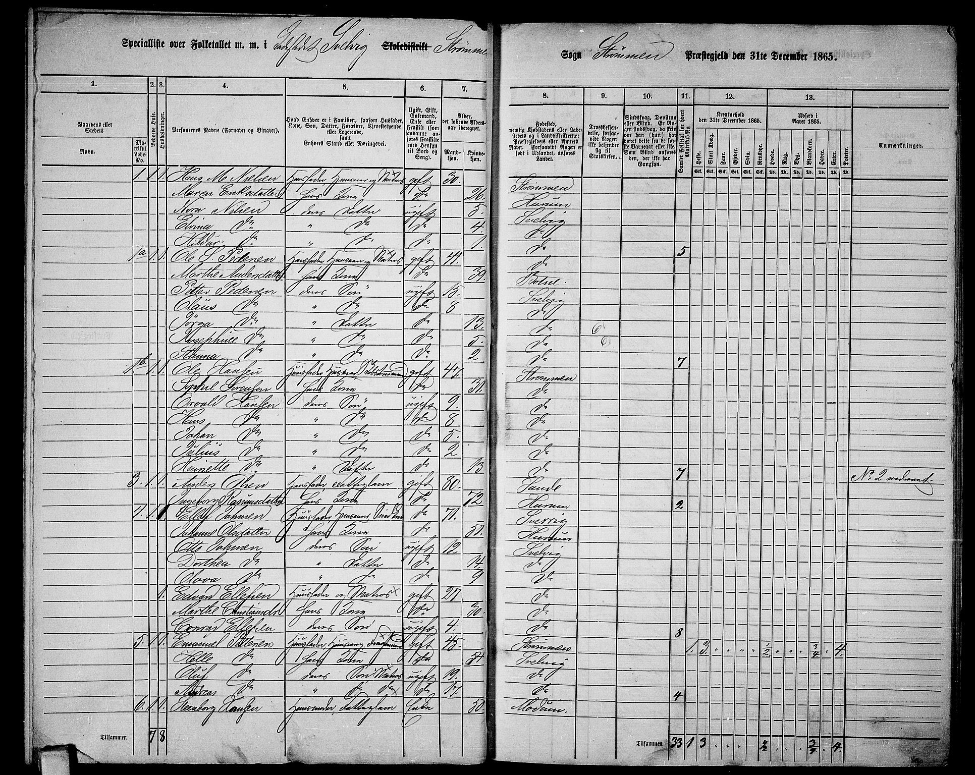 RA, 1865 census for Strømm, 1865, p. 62