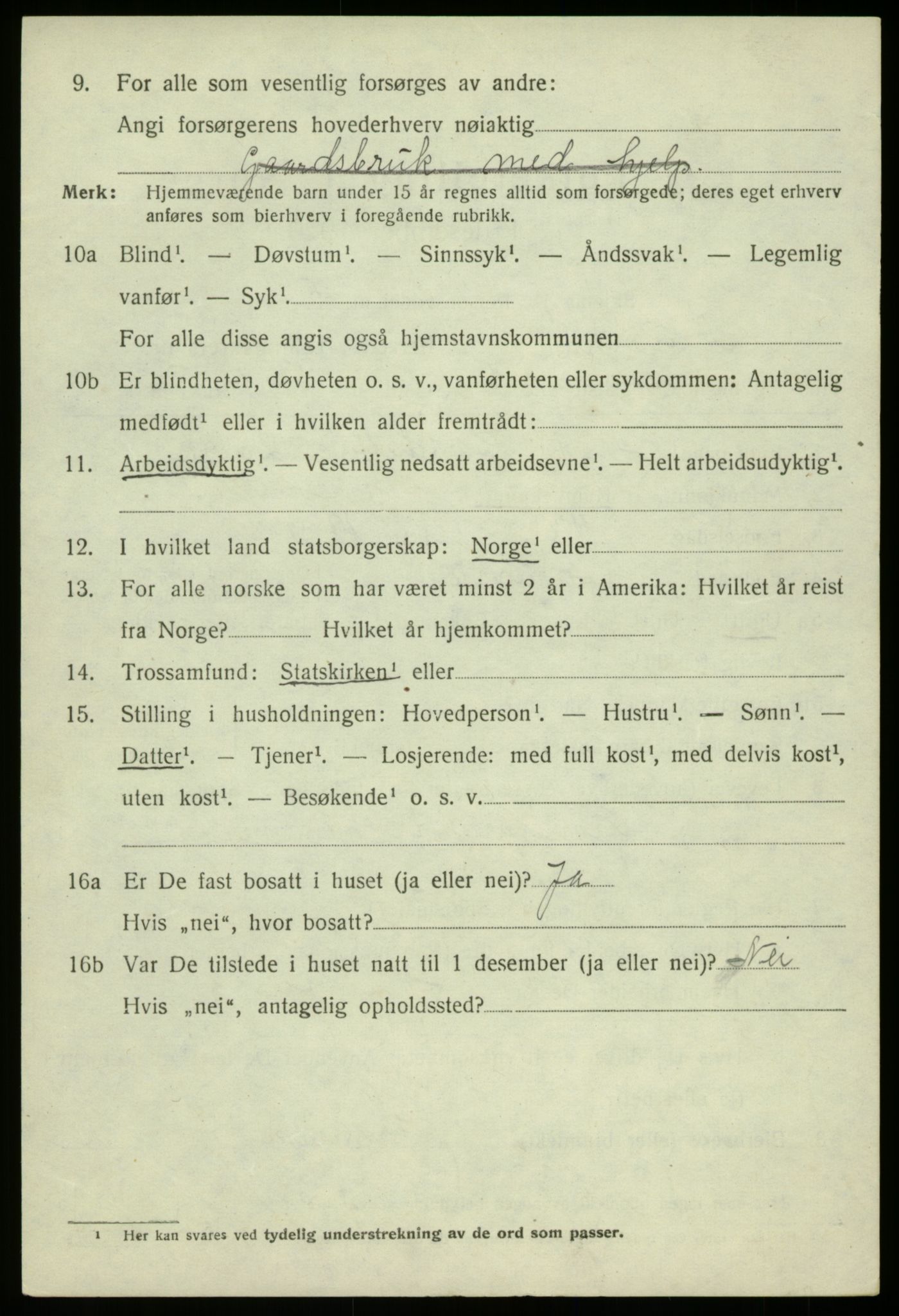 SAB, 1920 census for Bruvik, 1920, p. 9563