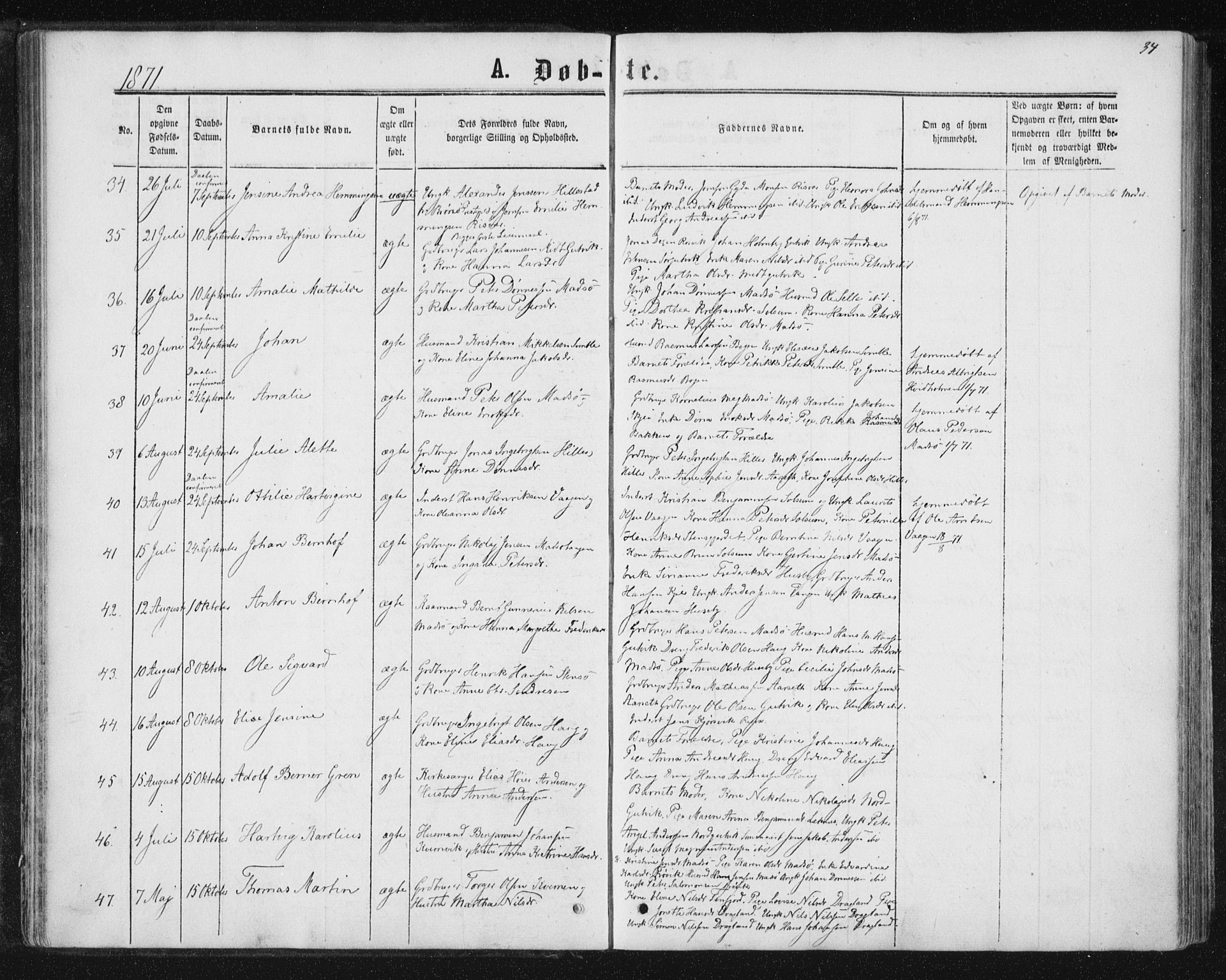 Ministerialprotokoller, klokkerbøker og fødselsregistre - Nord-Trøndelag, AV/SAT-A-1458/788/L0696: Parish register (official) no. 788A03, 1863-1877, p. 34