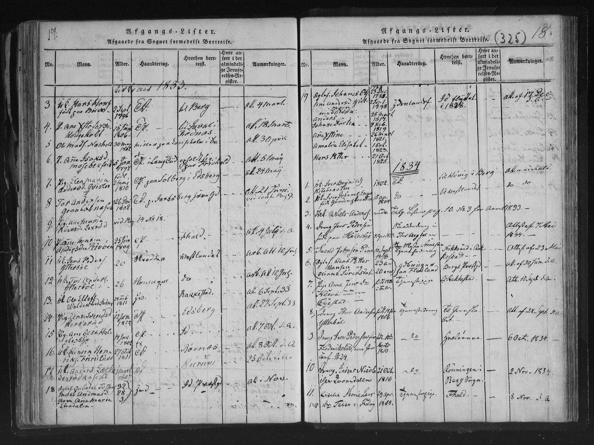 Aremark prestekontor Kirkebøker, AV/SAO-A-10899/F/Fc/L0001: Parish register (official) no. III 1, 1814-1834, p. 17-18