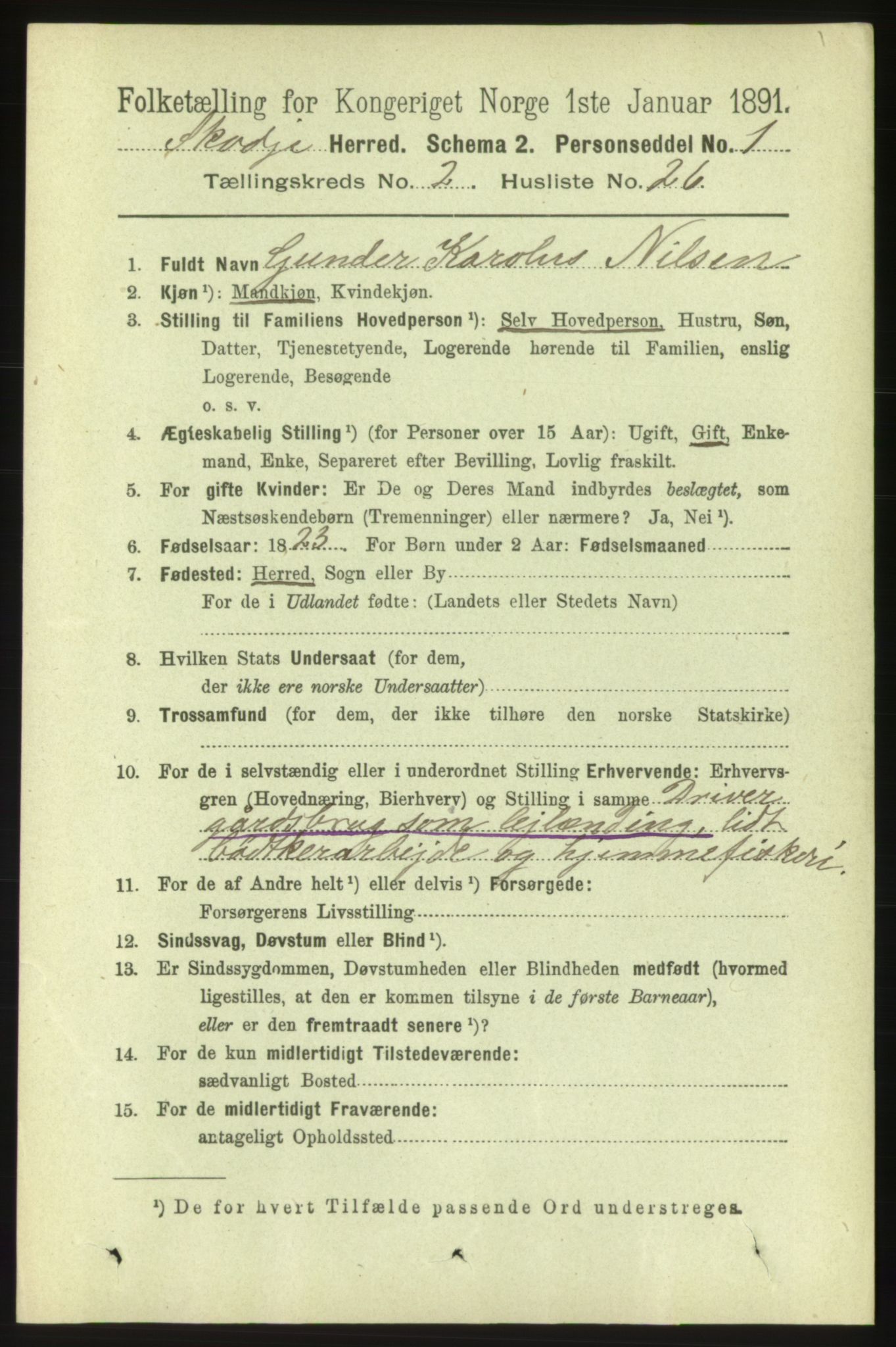 RA, 1891 census for 1529 Skodje, 1891, p. 429