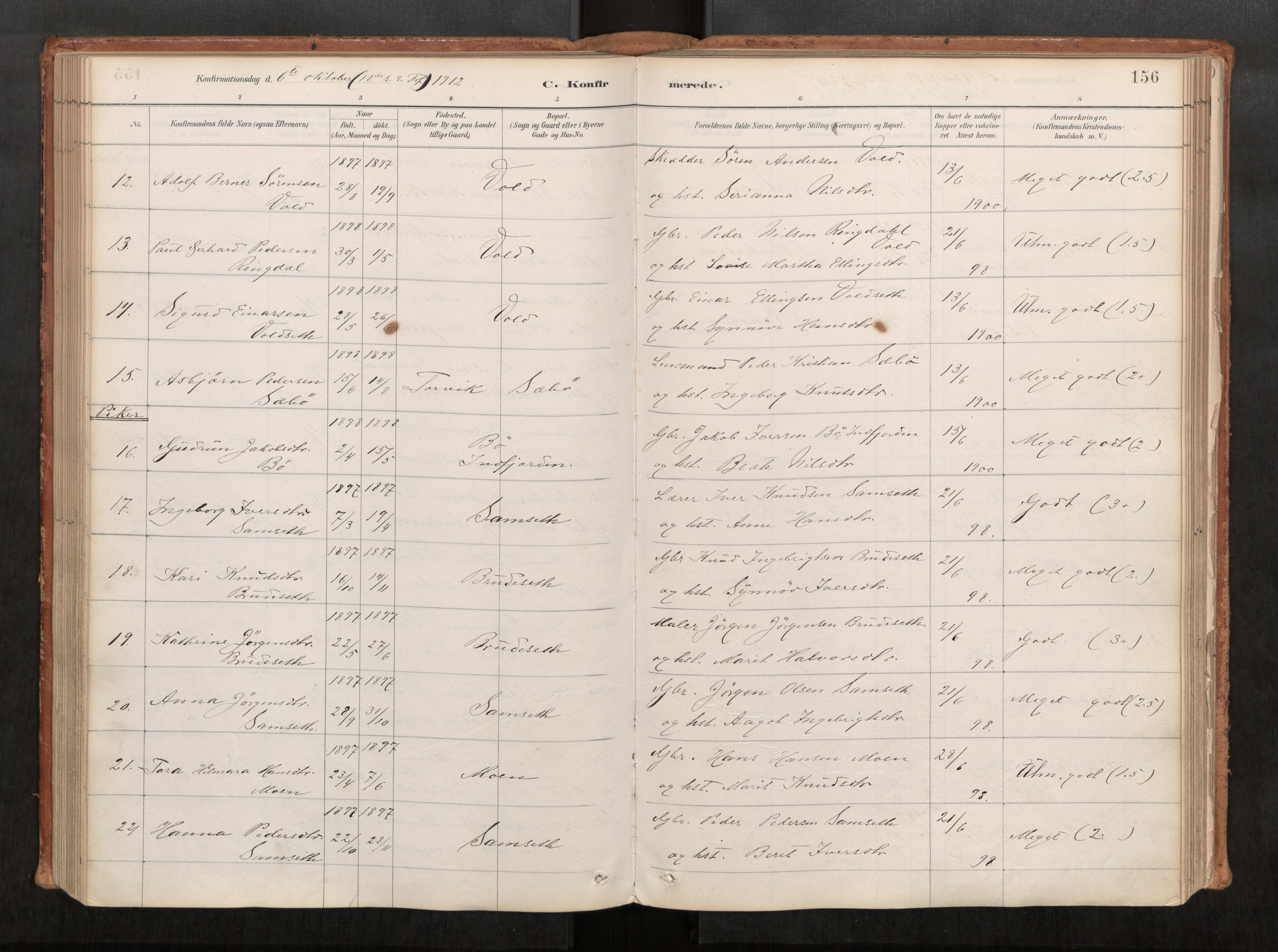 Ministerialprotokoller, klokkerbøker og fødselsregistre - Møre og Romsdal, AV/SAT-A-1454/543/L0568: Parish register (official) no. 543A03, 1885-1915, p. 156