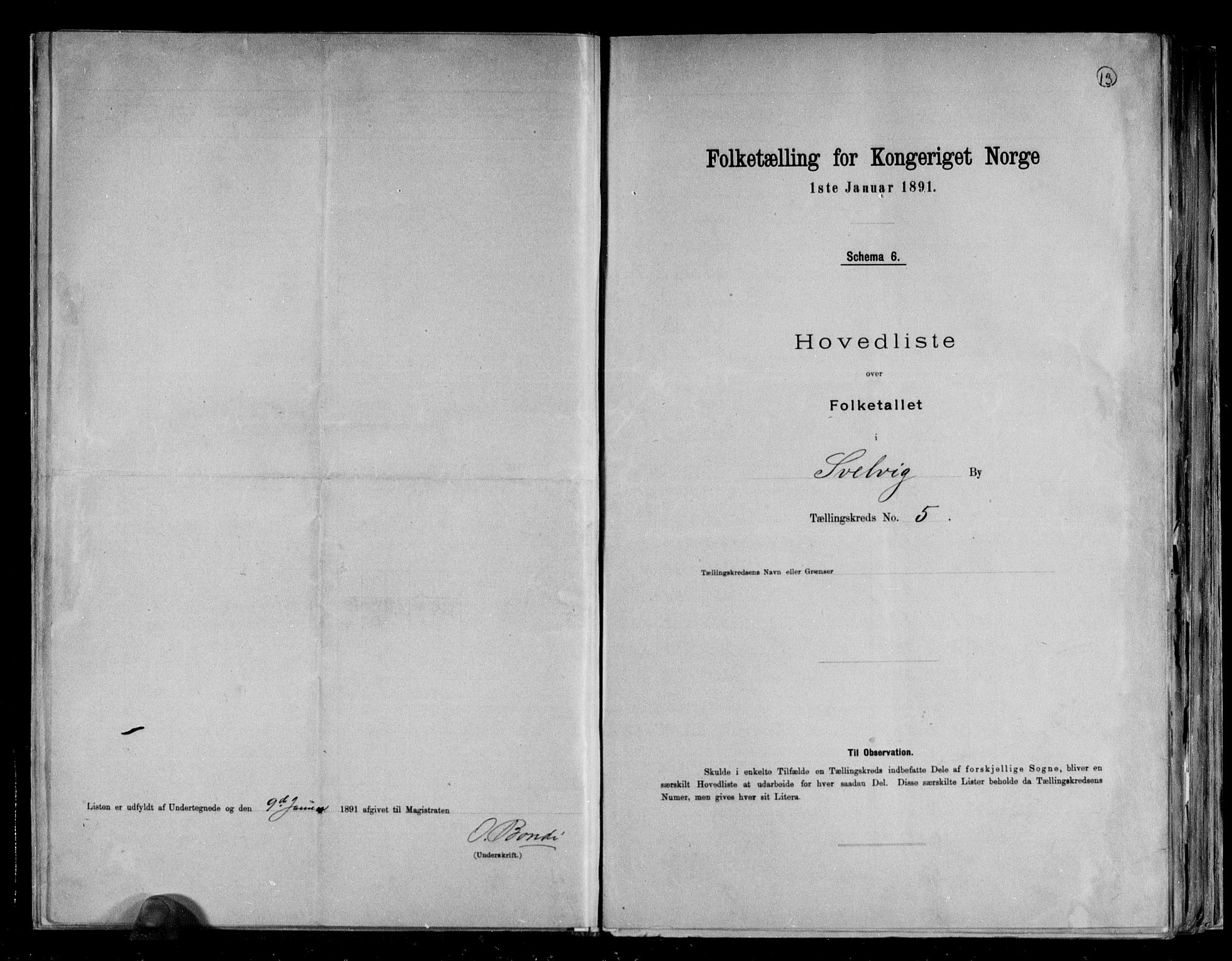 RA, 1891 census for 0701 Svelvik, 1891, p. 13