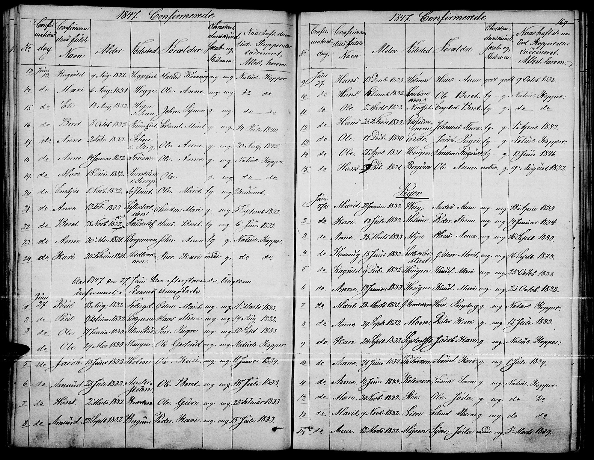 Fron prestekontor, SAH/PREST-078/H/Ha/Haa/L0004: Parish register (official) no. 4, 1839-1848, p. 167