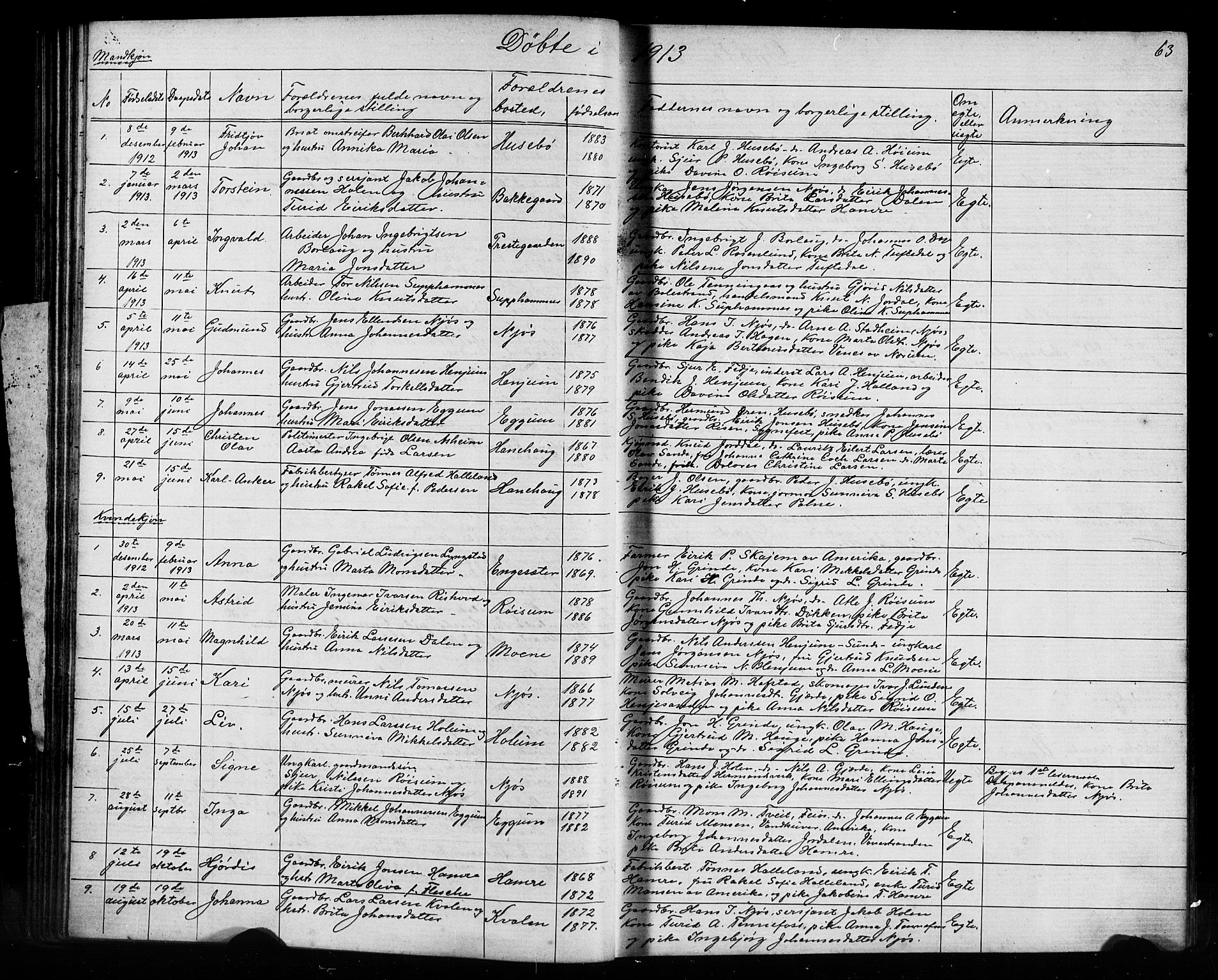 Leikanger sokneprestembete, SAB/A-81001: Parish register (copy) no. A 1, 1873-1916, p. 63