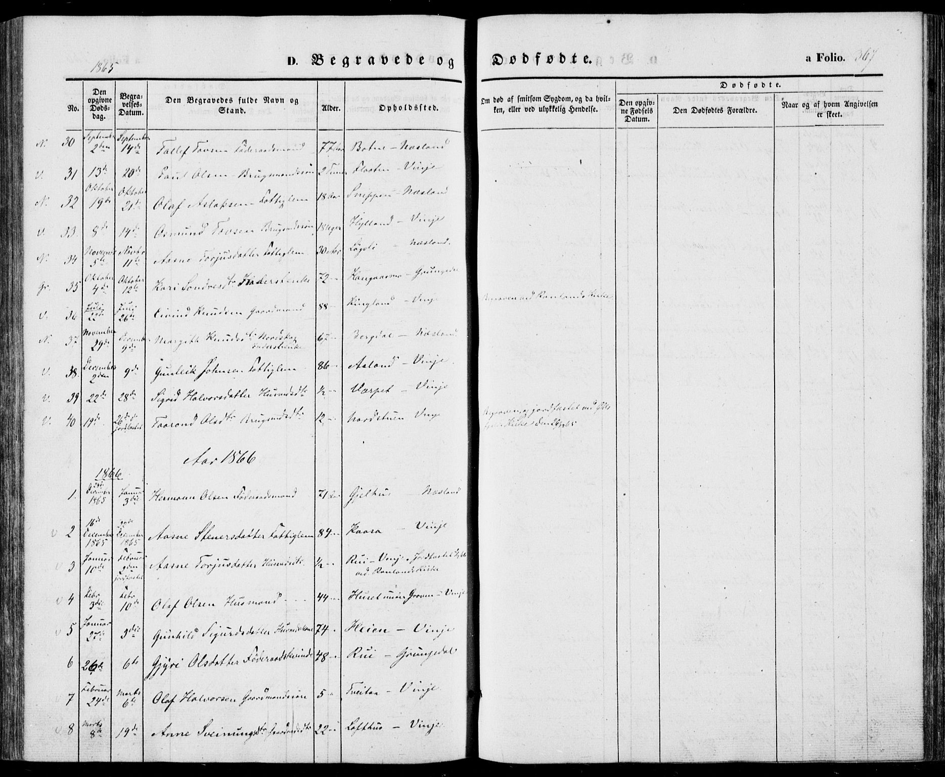 Vinje kirkebøker, SAKO/A-312/F/Fa/L0004: Parish register (official) no. I 4, 1843-1869, p. 367