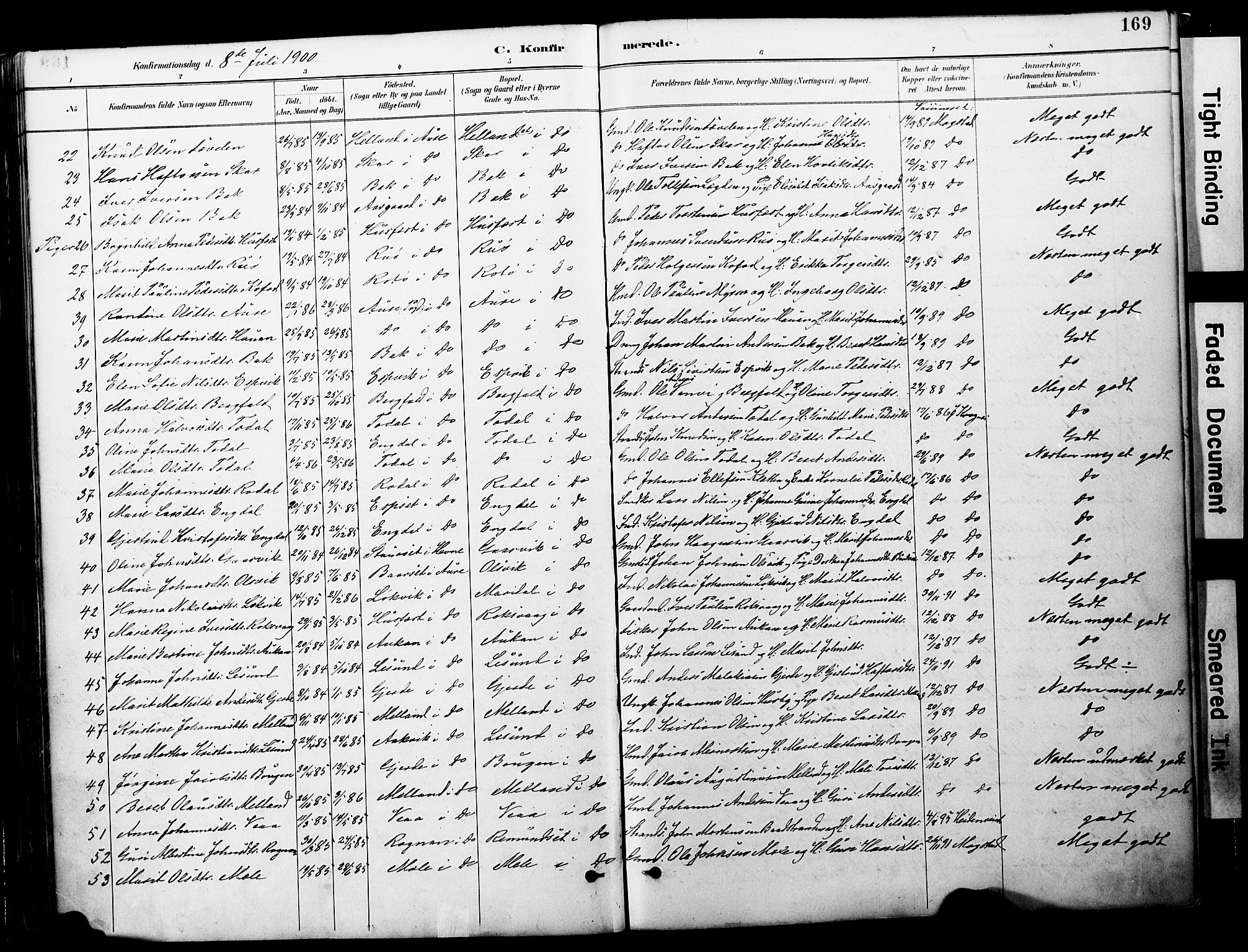 Ministerialprotokoller, klokkerbøker og fødselsregistre - Møre og Romsdal, AV/SAT-A-1454/578/L0907: Parish register (official) no. 578A06, 1887-1904, p. 169