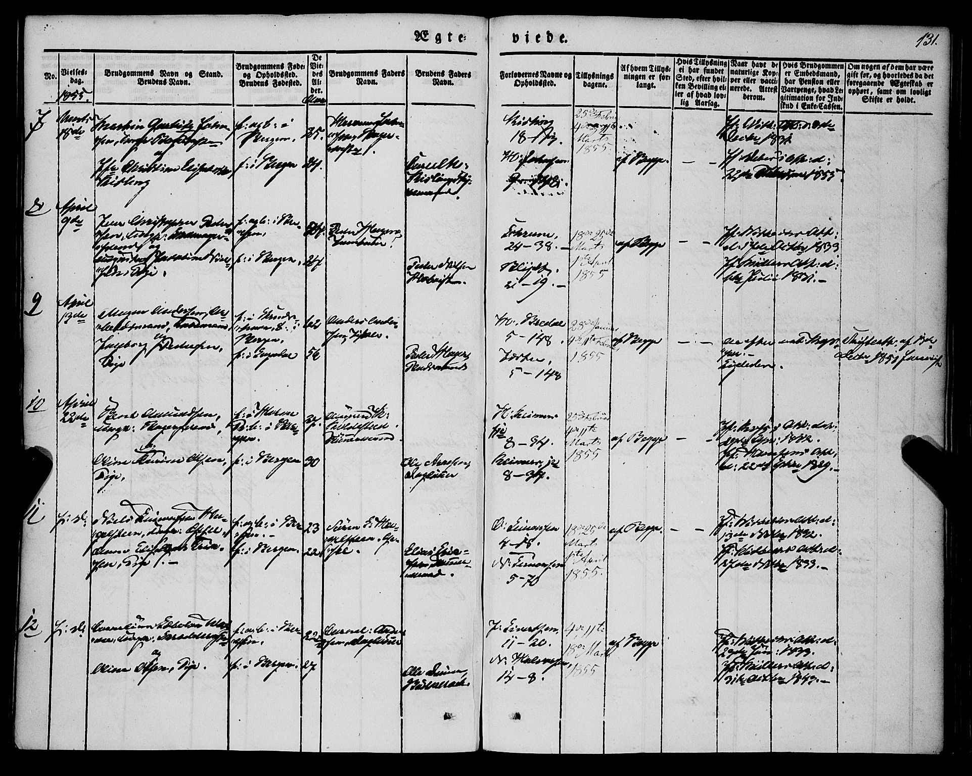 Nykirken Sokneprestembete, AV/SAB-A-77101/H/Haa/L0031: Parish register (official) no. D 1, 1834-1861, p. 131