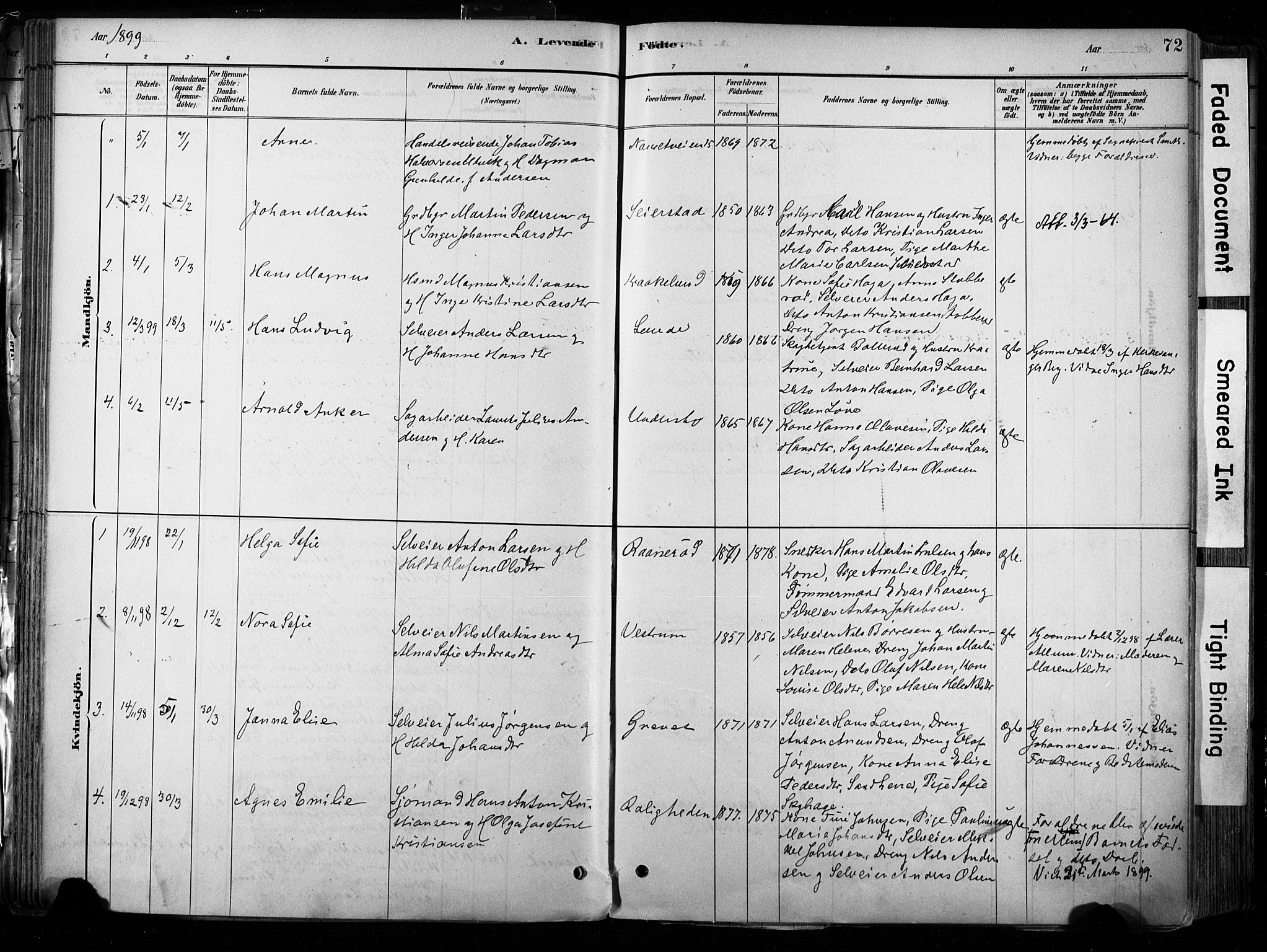 Hedrum kirkebøker, SAKO/A-344/F/Fa/L0009: Parish register (official) no. I 9, 1881-1903, p. 72