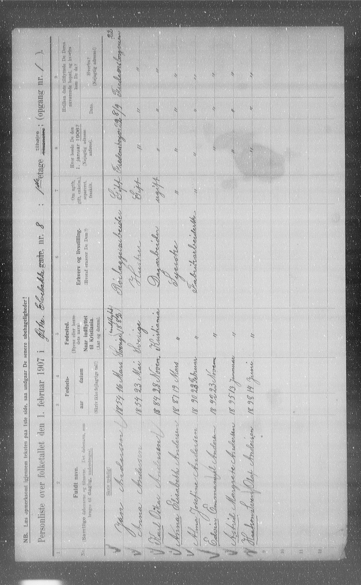 OBA, Municipal Census 1907 for Kristiania, 1907, p. 65773