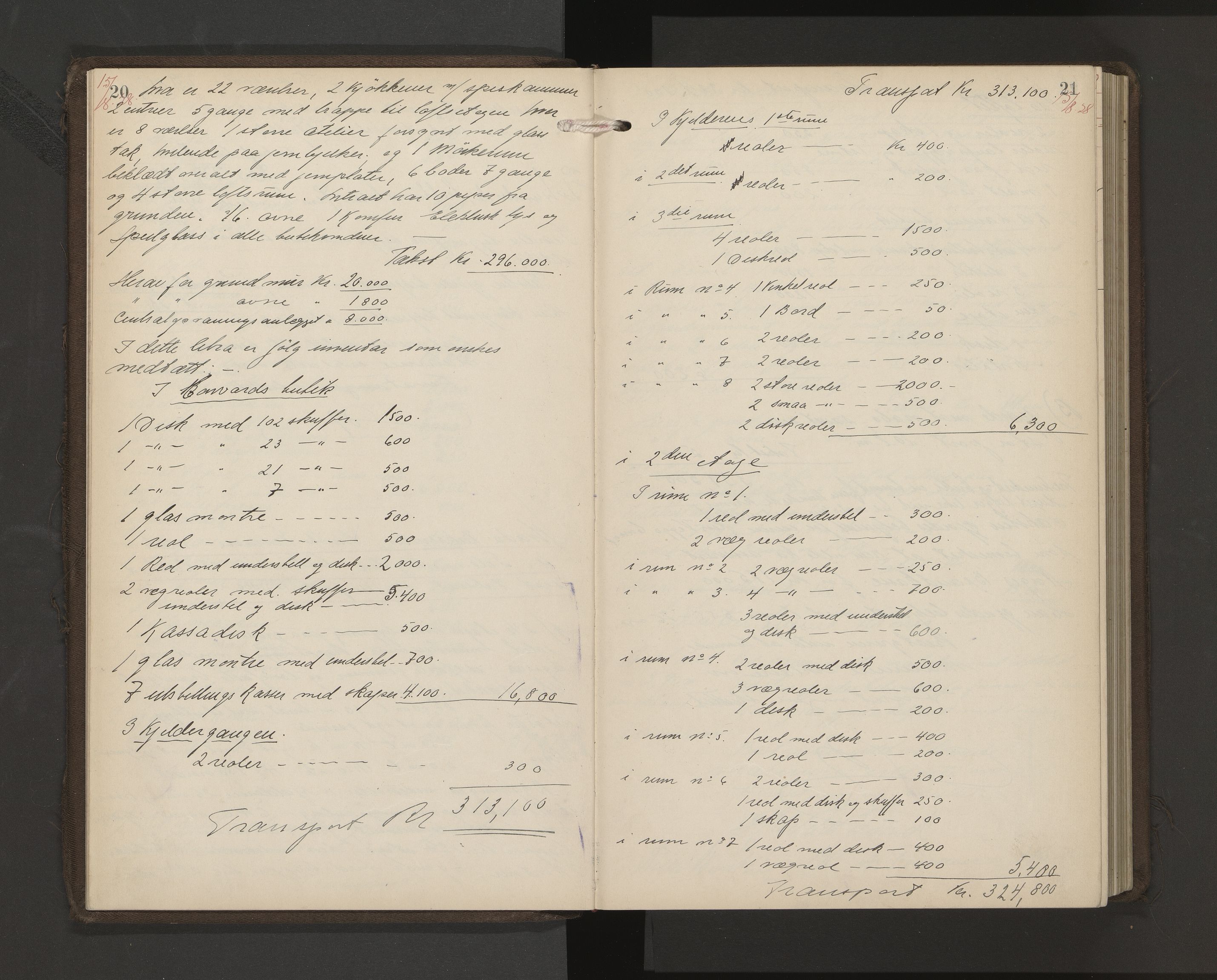 Skien magistrat, AV/SAKO-A-860/F/Fb/Fba/L0033: Branntakstprotokoll, 1928-1932, p. 20-21