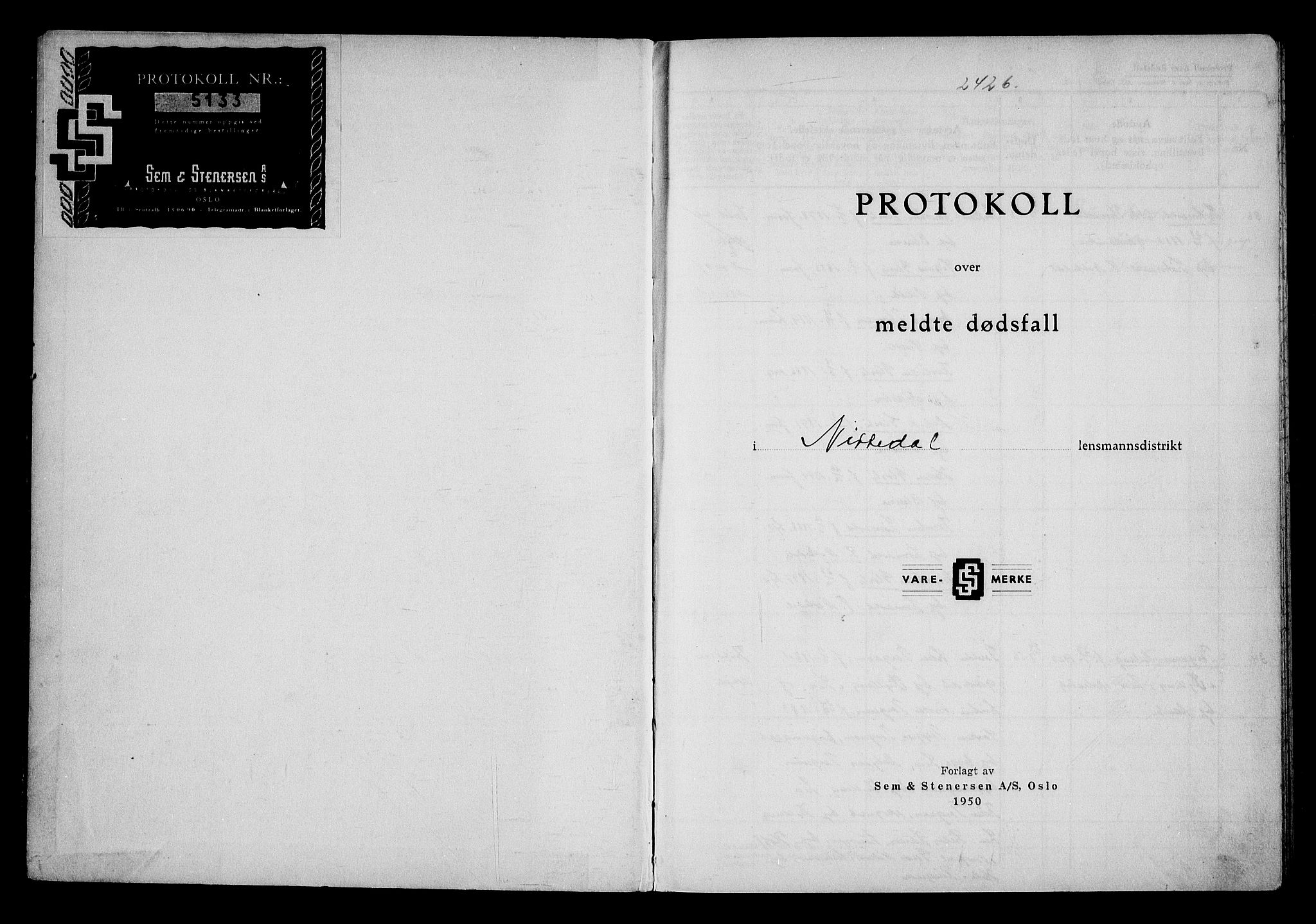 Nittedal lensmannskontor, SAO/A-10454/H/Ha/L0006: Dødsfallsprotokoll, 1952-1956