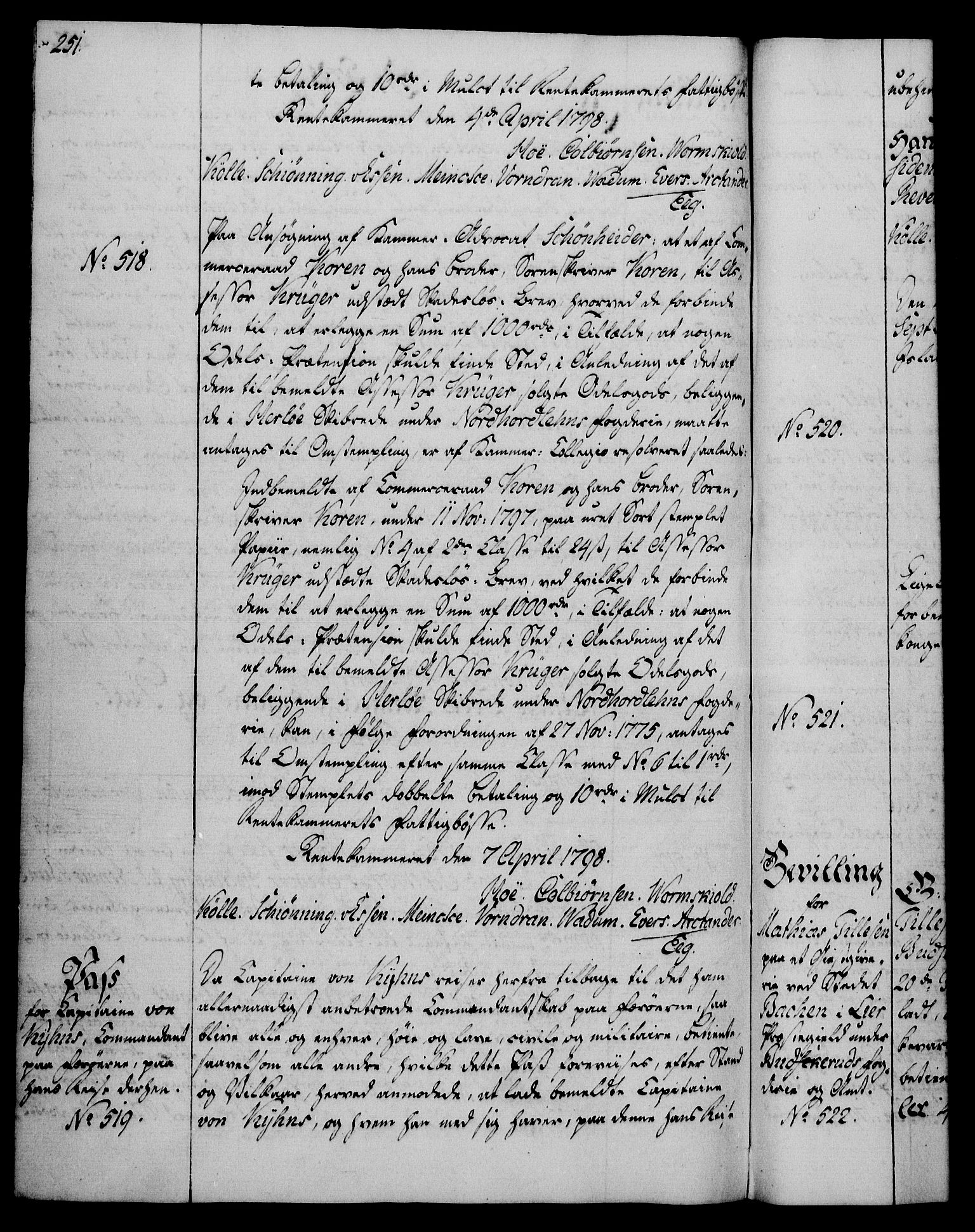 Rentekammeret, Kammerkanselliet, AV/RA-EA-3111/G/Gg/Gga/L0016: Norsk ekspedisjonsprotokoll med register (merket RK 53.16), 1794-1800, p. 251