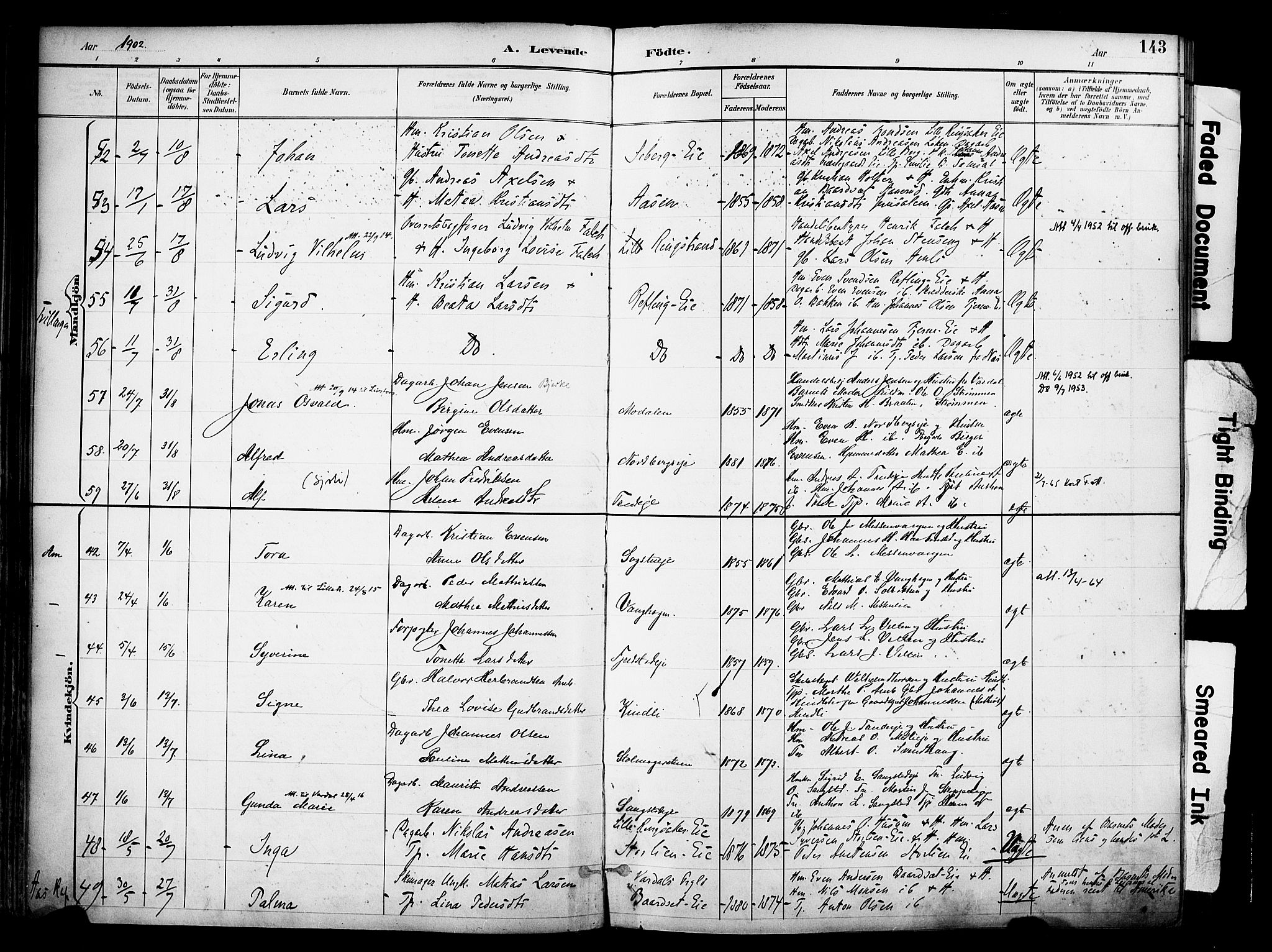 Ringsaker prestekontor, SAH/PREST-014/K/Ka/L0017: Parish register (official) no. 17, 1891-1902, p. 143