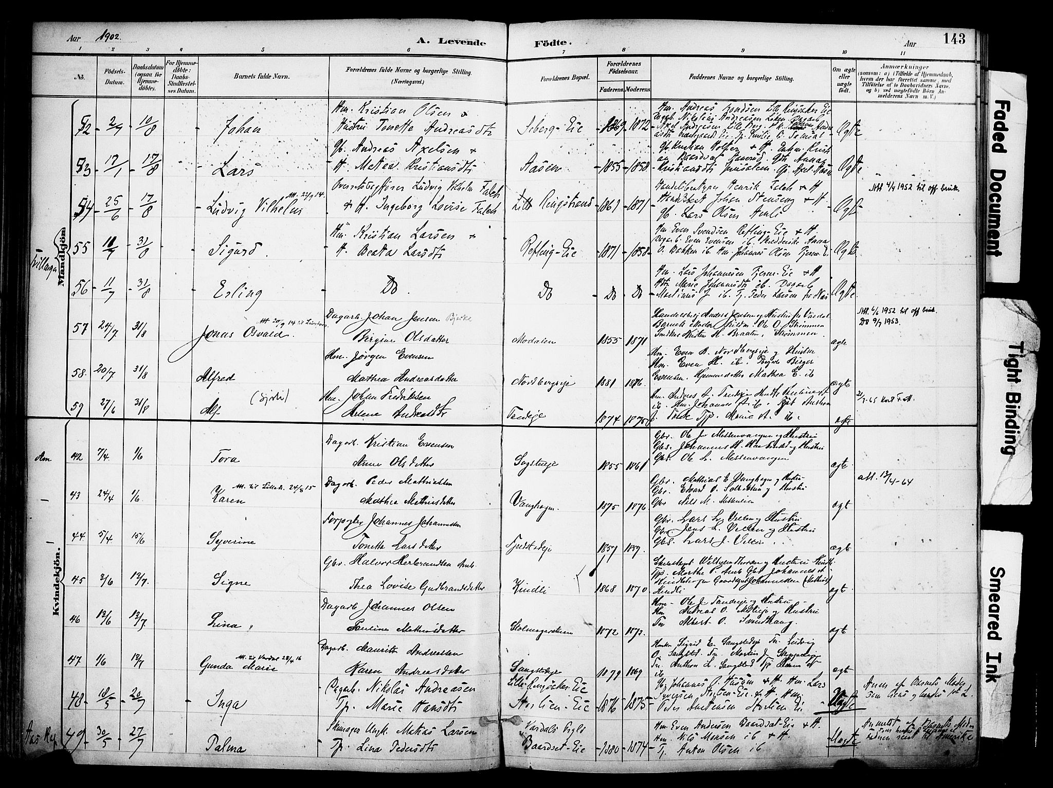 Ringsaker prestekontor, AV/SAH-PREST-014/K/Ka/L0017: Parish register (official) no. 17, 1891-1902, p. 143