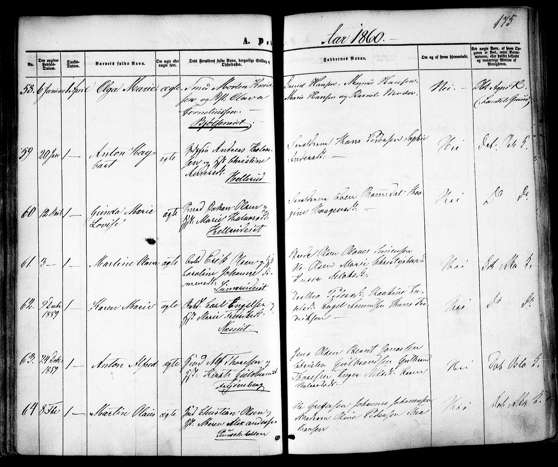 Vestre Aker prestekontor Kirkebøker, SAO/A-10025/F/Fa/L0003: Parish register (official) no. 3, 1857-1868, p. 175