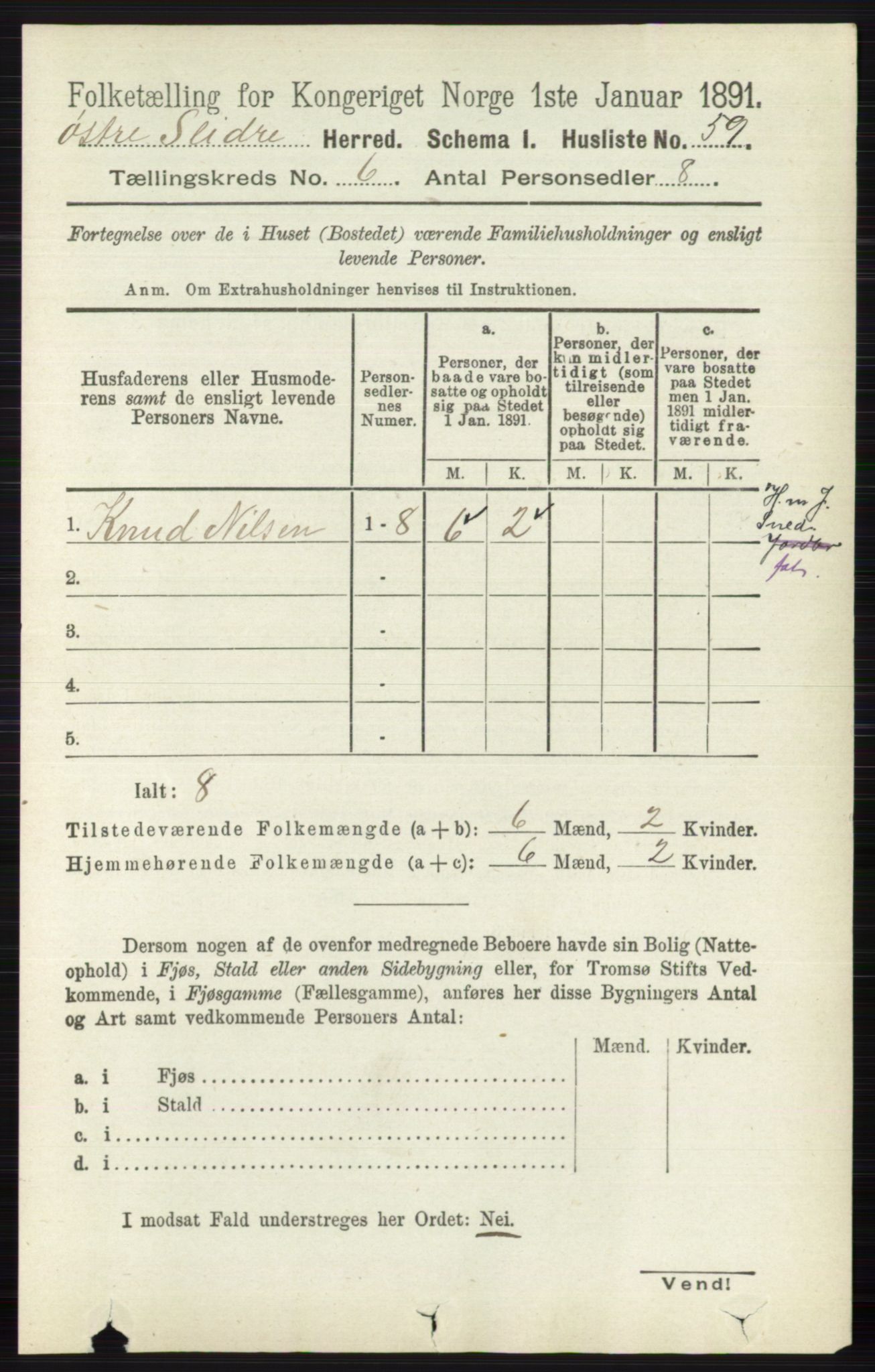 RA, 1891 census for 0544 Øystre Slidre, 1891, p. 1799