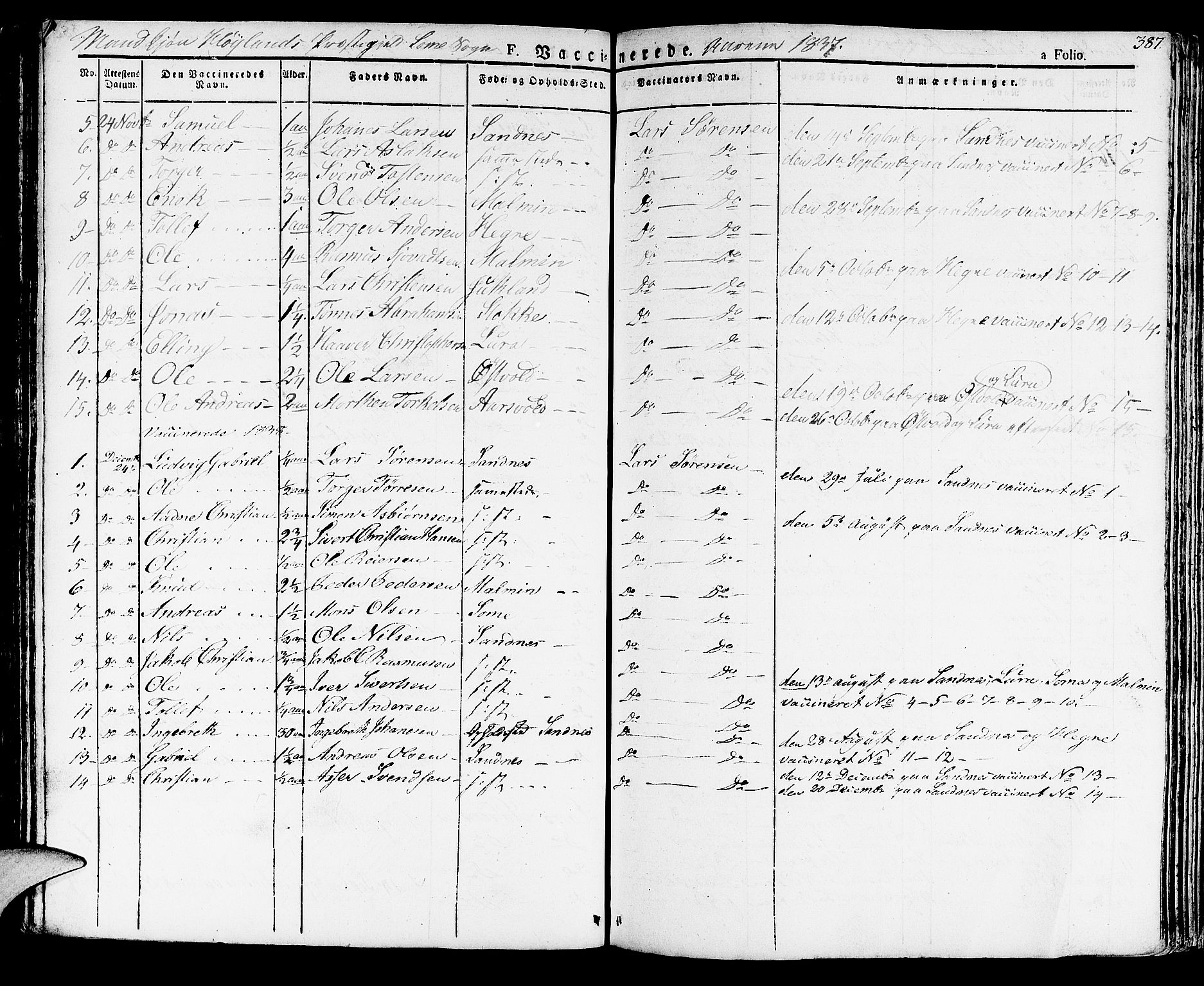 Høyland sokneprestkontor, AV/SAST-A-101799/001/30BA/L0007: Parish register (official) no. A 7 /2, 1825-1841, p. 387