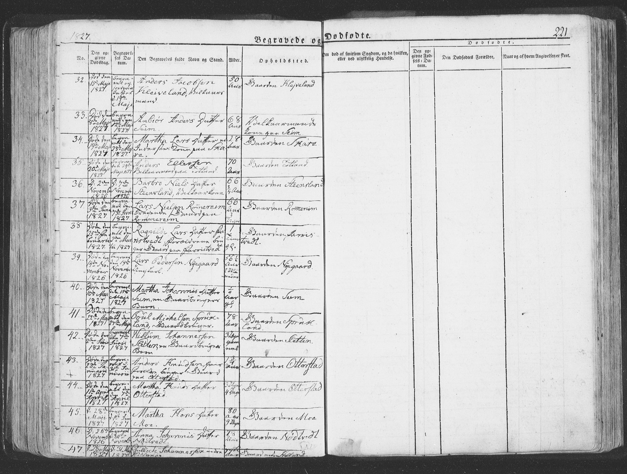 Hosanger sokneprestembete, AV/SAB-A-75801/H/Haa: Parish register (official) no. A 6, 1824-1835, p. 221