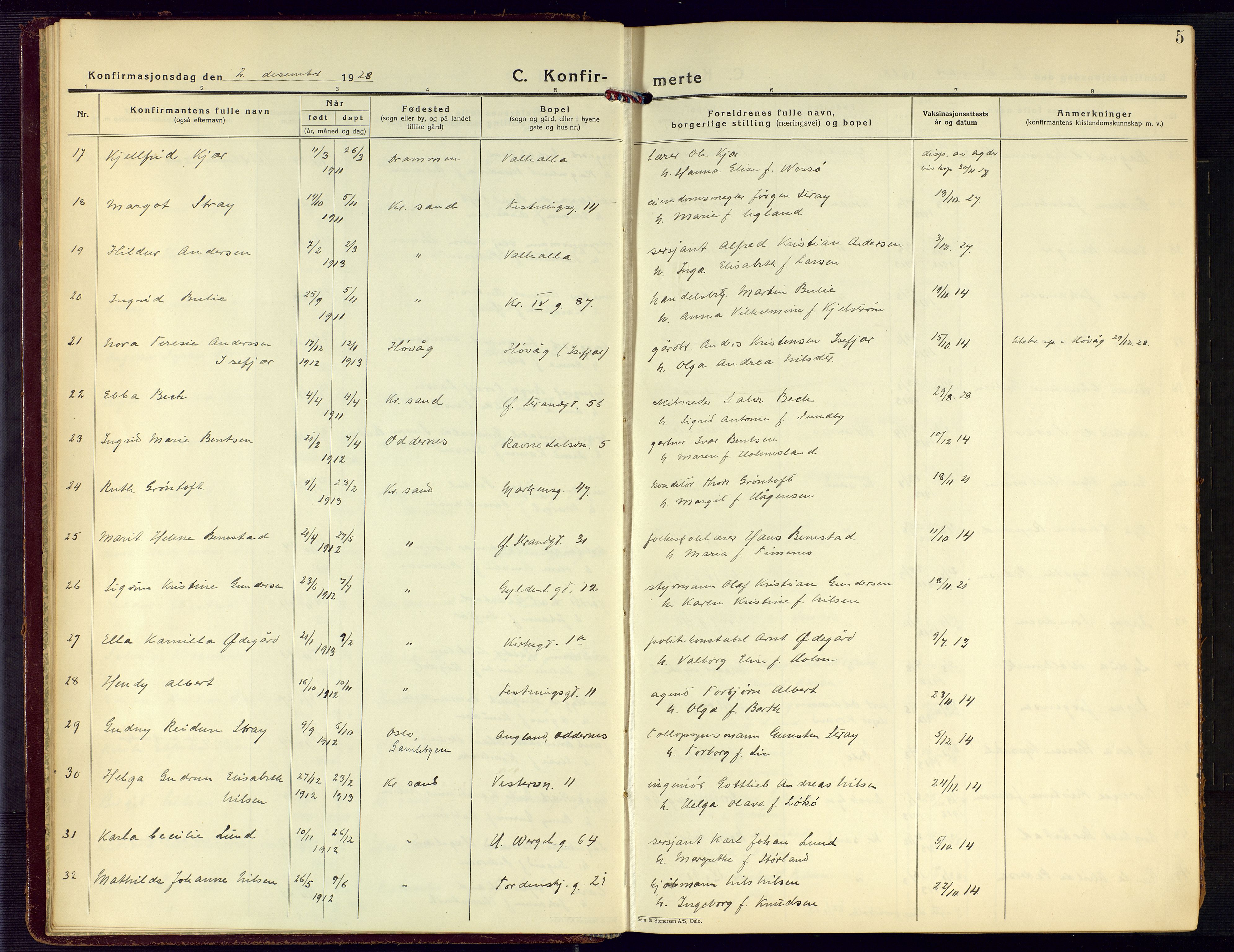 Kristiansand domprosti, AV/SAK-1112-0006/F/Fa/L0027: Parish register (official) no. A 26, 1928-1940, p. 5