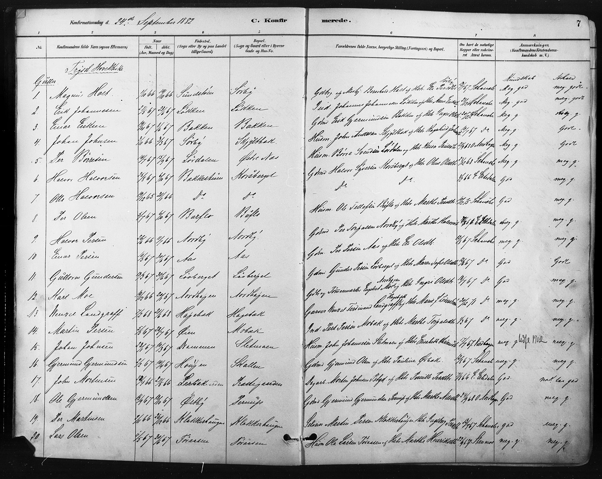 Trysil prestekontor, SAH/PREST-046/H/Ha/Haa/L0009: Parish register (official) no. 9, 1881-1897, p. 7