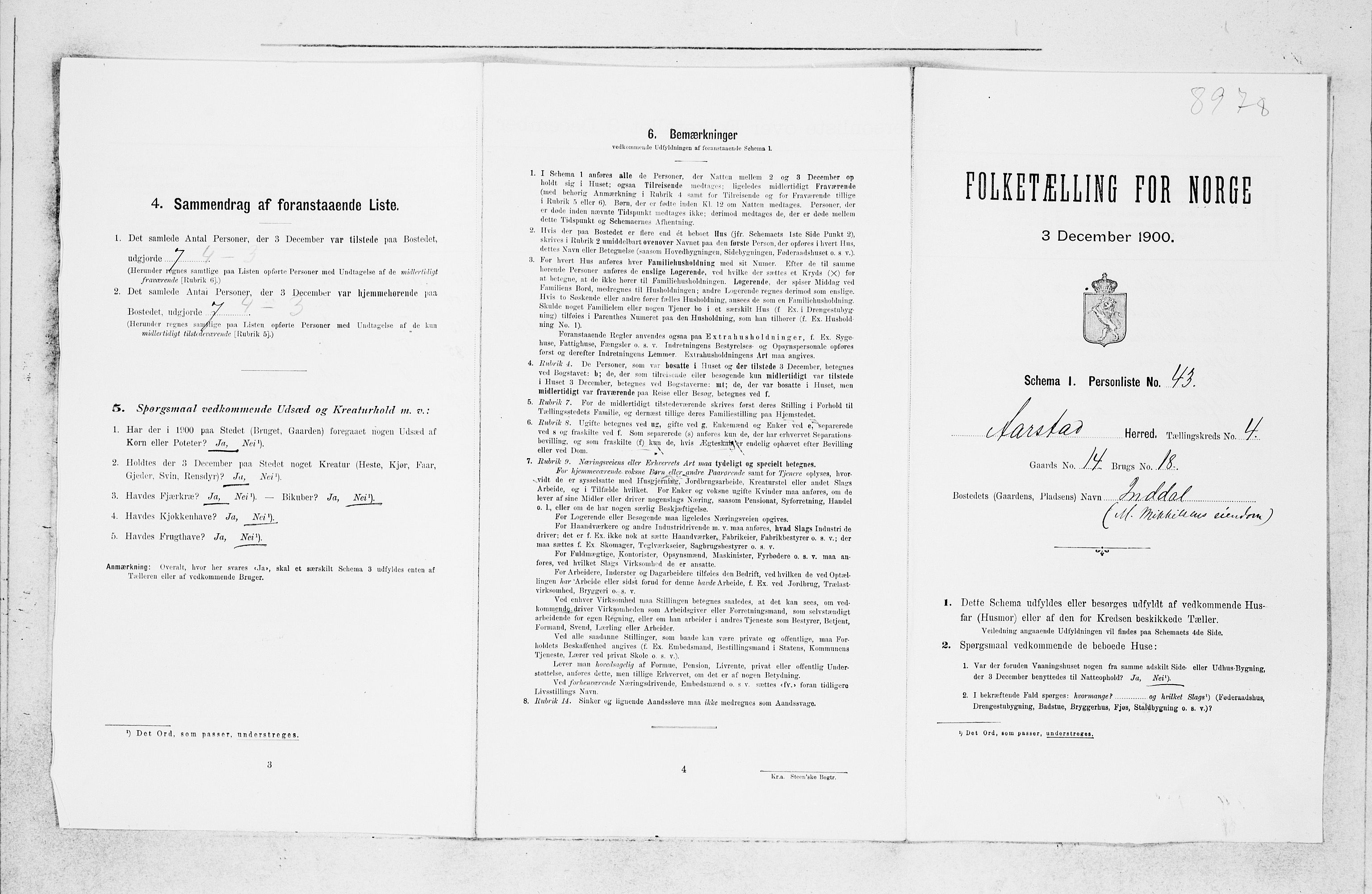 SAB, 1900 census for Årstad, 1900, p. 380