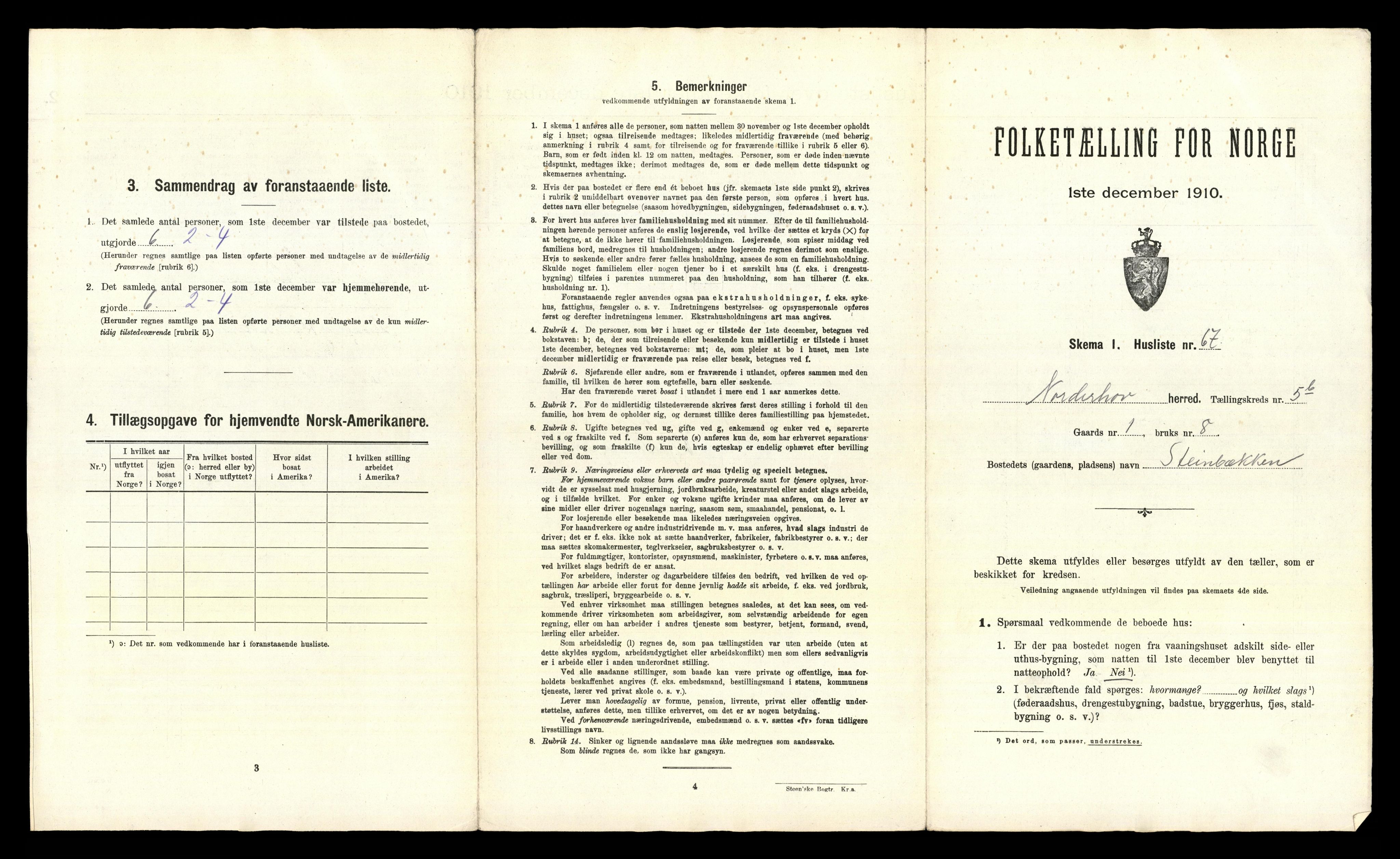 RA, 1910 census for Norderhov, 1910, p. 1466