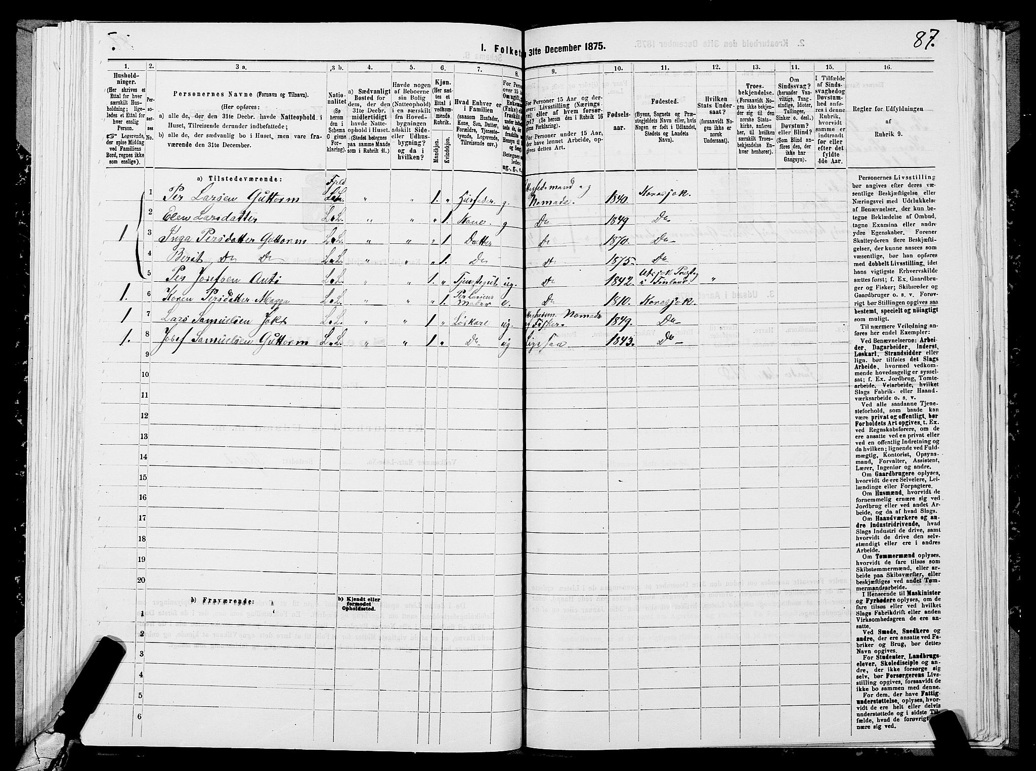 SATØ, 1875 census for 2021P Karasjok, 1875, p. 1087