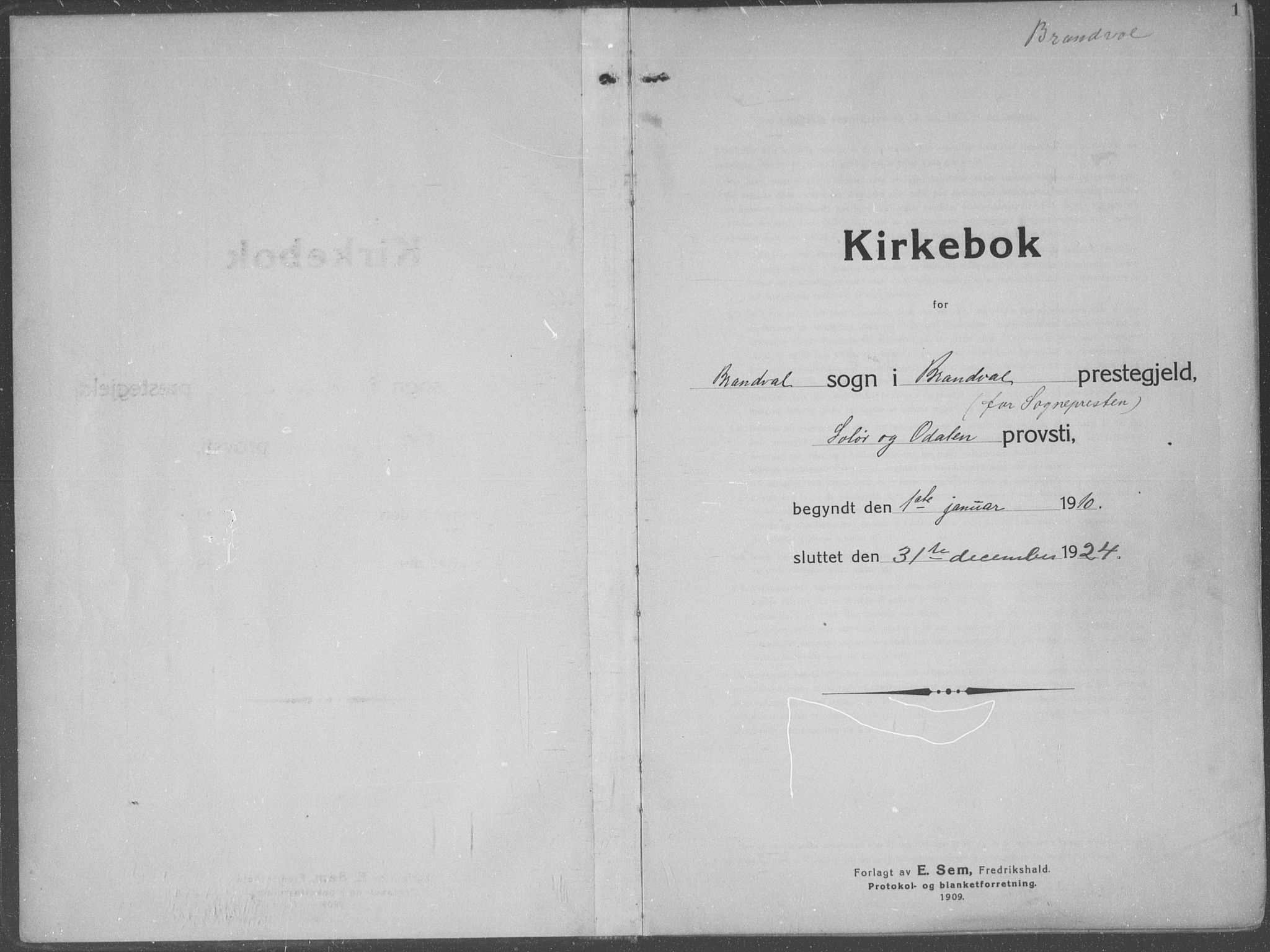 Brandval prestekontor, AV/SAH-PREST-034/H/Ha/Haa/L0004: Parish register (official) no. 4, 1910-1924, p. 1