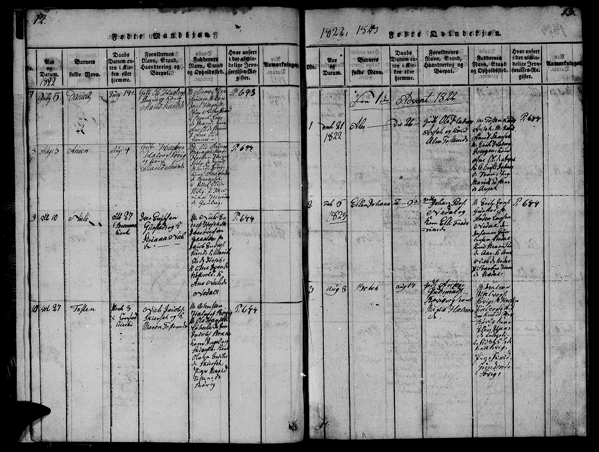 Ministerialprotokoller, klokkerbøker og fødselsregistre - Møre og Romsdal, AV/SAT-A-1454/568/L0811: Parish register (copy) no. 568C01, 1819-1828, p. 12-13