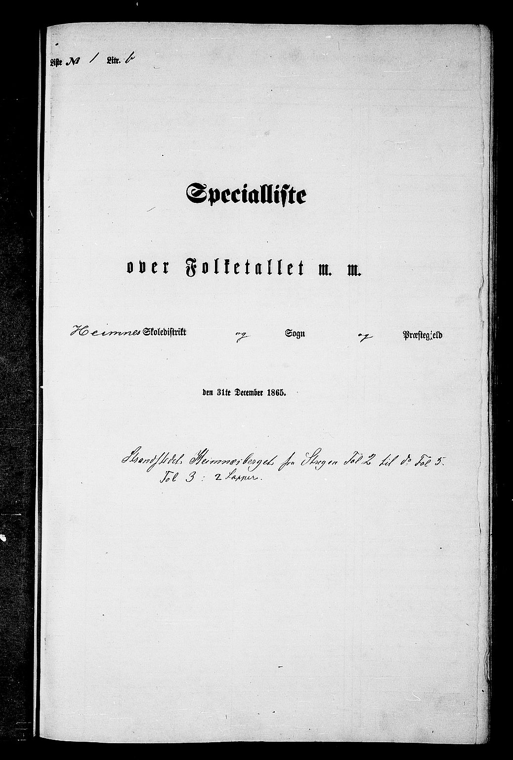 RA, 1865 census for Hemnes, 1865, p. 23